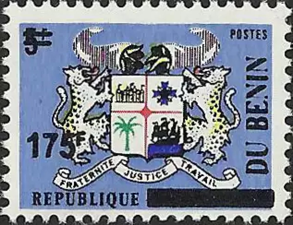 Bénin 2008 Mi. 1420 surchargé 175F sur 5F armoiries blason léopards