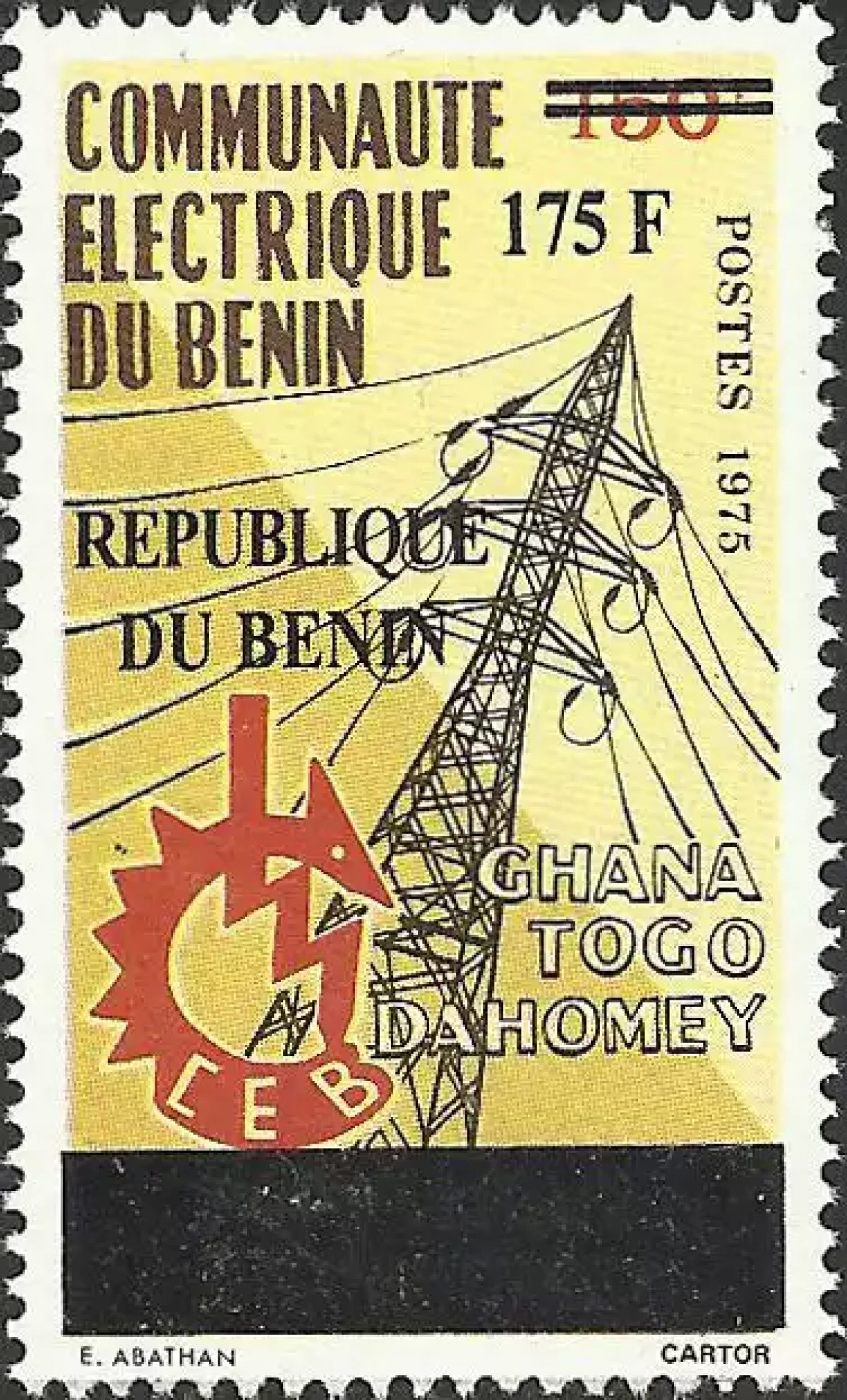 Benin 2008 Mi. 1425 overprinted Electric Community CEB pylon energy