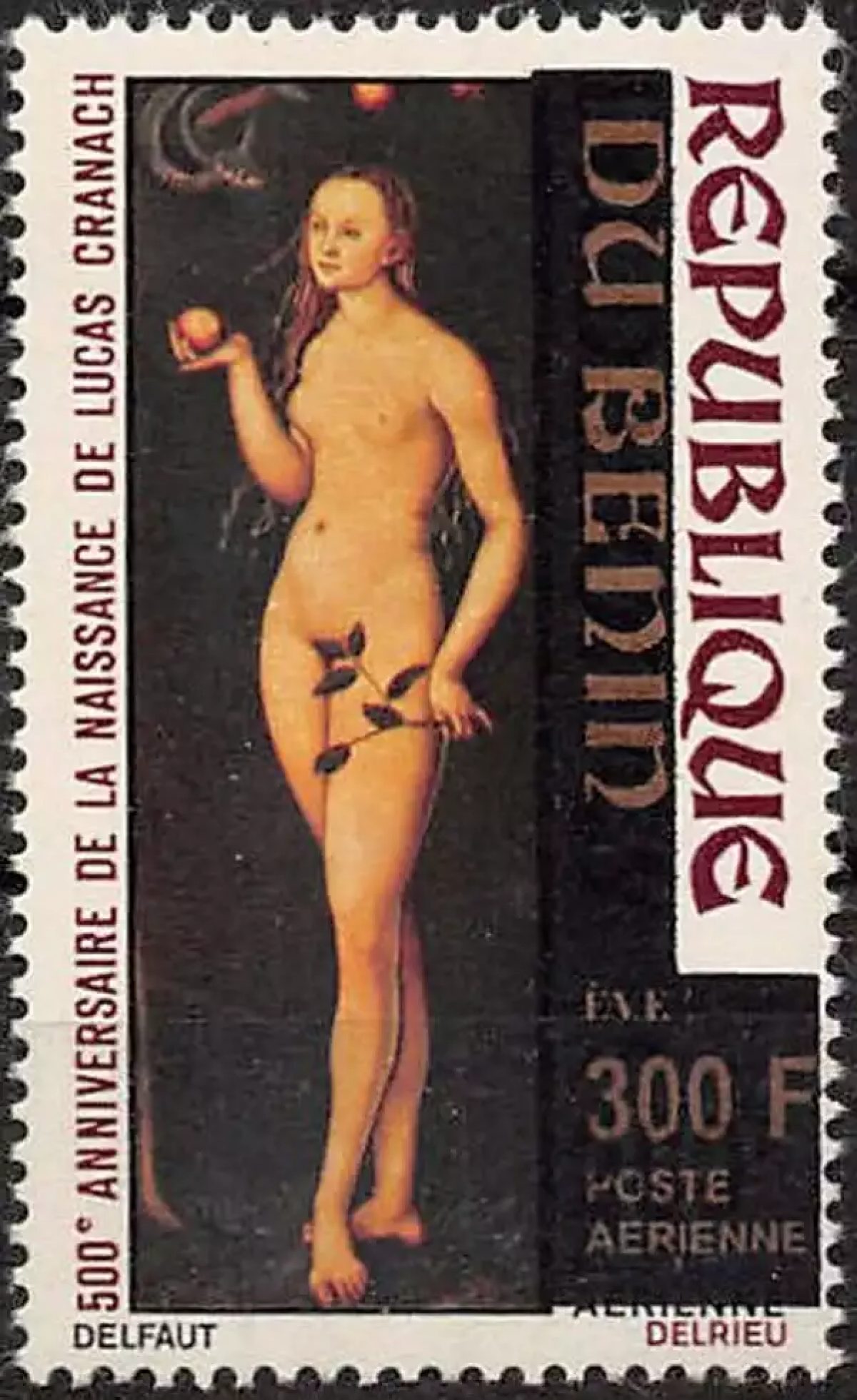 Benin 2008 Mi. 1443 Aufdruck Lucas Cranach Eva Renaissance Gemälde