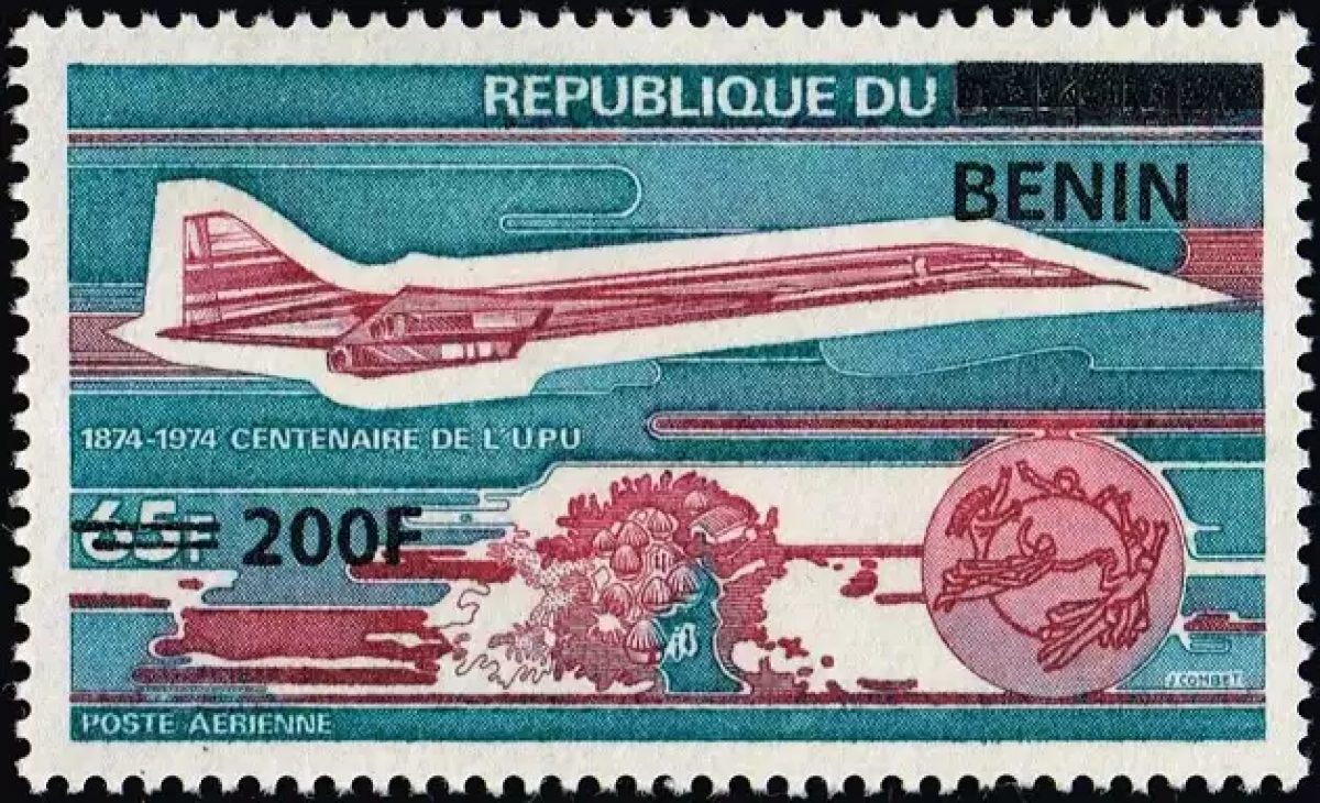 Benin 2009 Mi. 1526 surcharged Concorde UPU airmail aviation