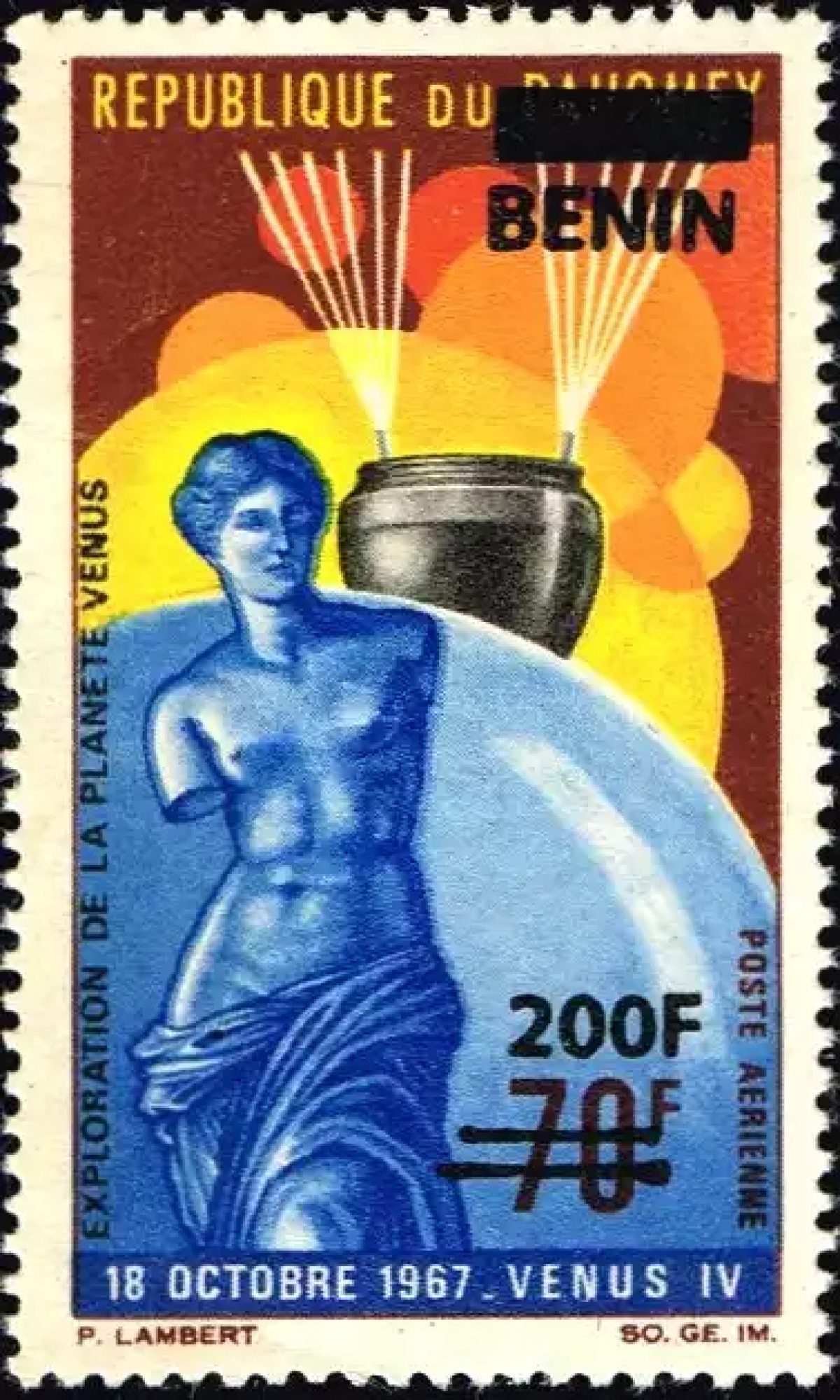 Bénin 2009 Mi. 1527 surchargé exploration planète Vénus IV espace