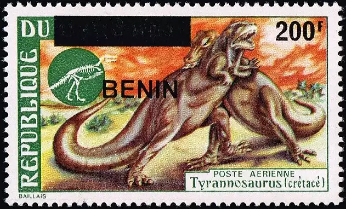 Benin 2009 Mi. 1538 surcharged Tyrannosaurus Cretaceous dinosaur