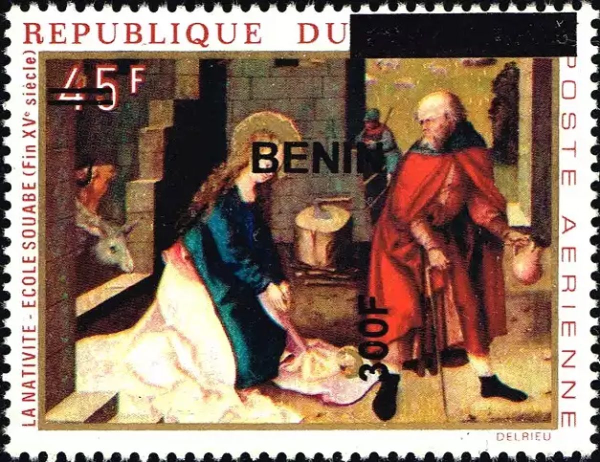 Benin 2009 Mi. 1543 surcharged Nativity Swabian school painting Christmas