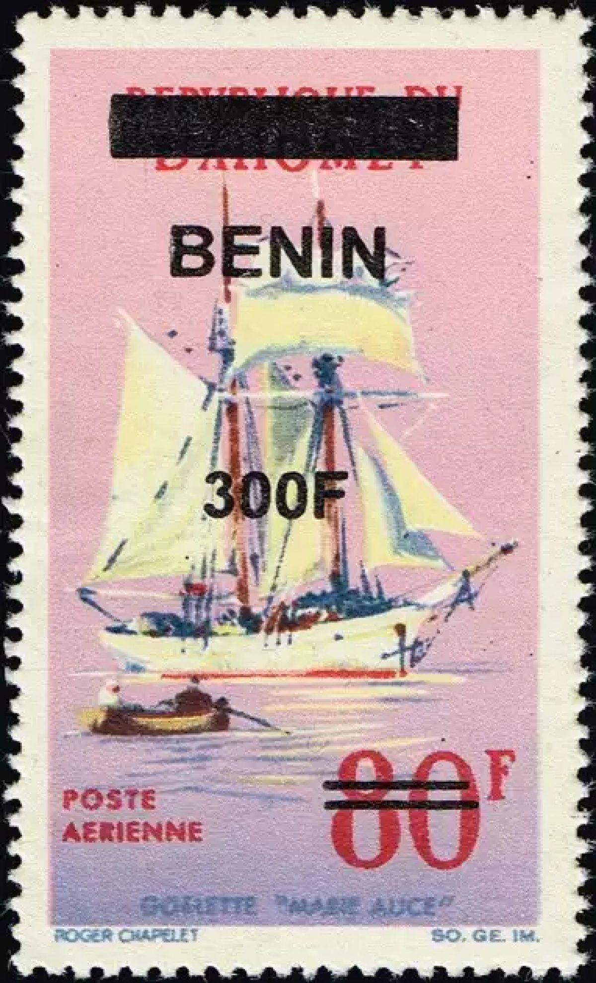 Benin 2009 Mi. 1551 Aufdruck BENIN 300F Segelschiff Schoner