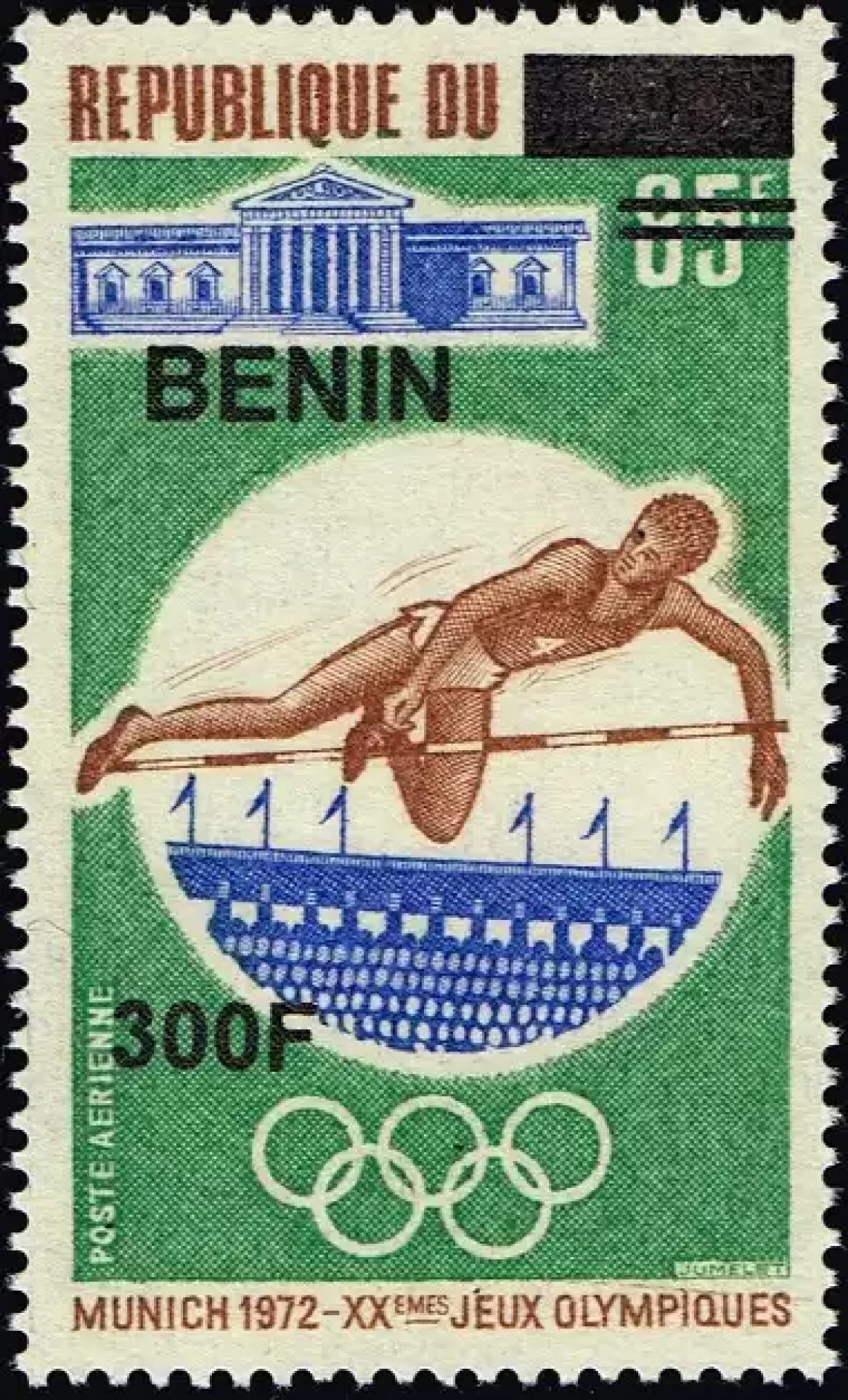 Bénin 2009 Mi. 1552 surchargé Jeux Olympiques Munich 1972 athlétisme