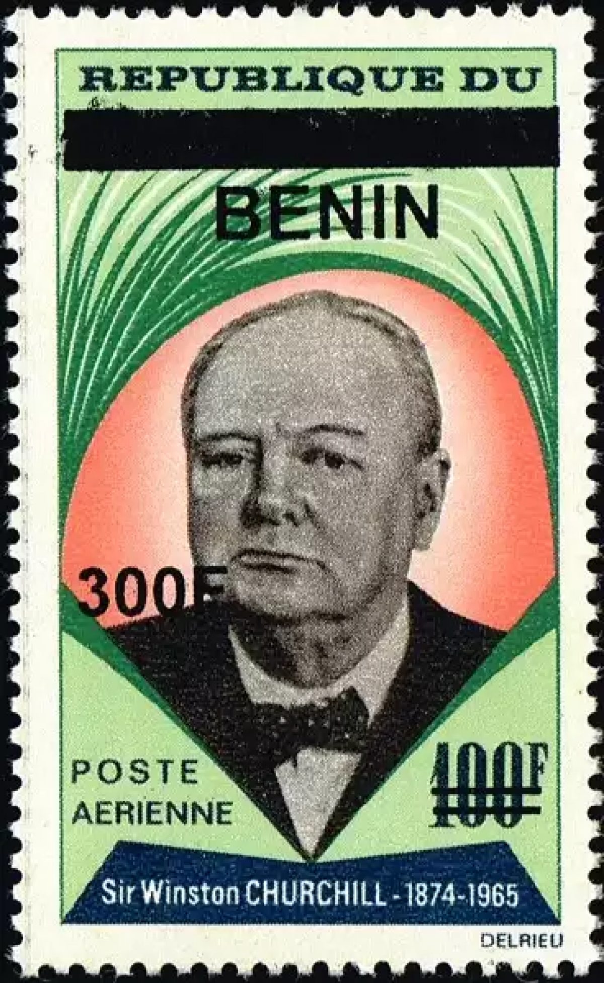 Bénin 2009 Mi. 1555 surchargé 300F Winston Churchill poste aérienne
