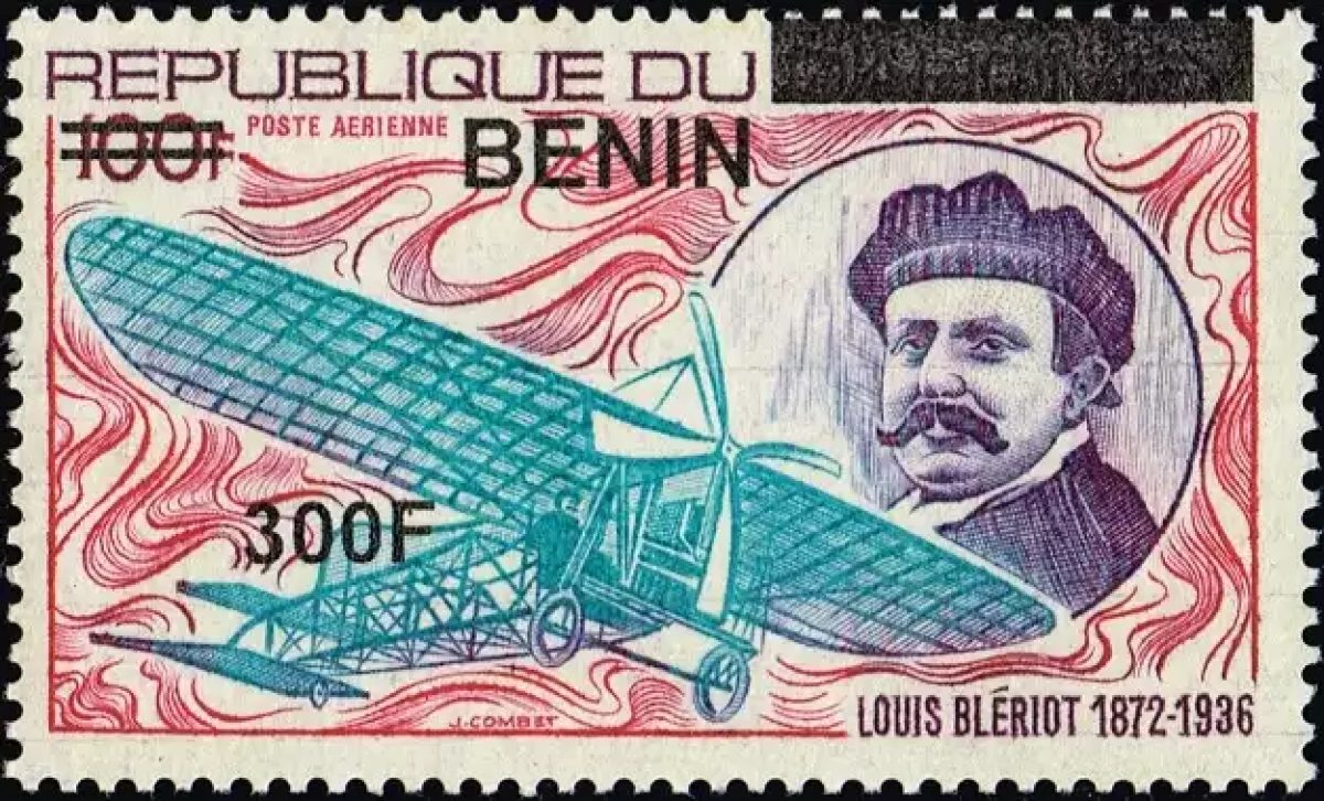 Benin 2009 Mi. 1565 surcharged 300F Louis Blériot aviation pioneer