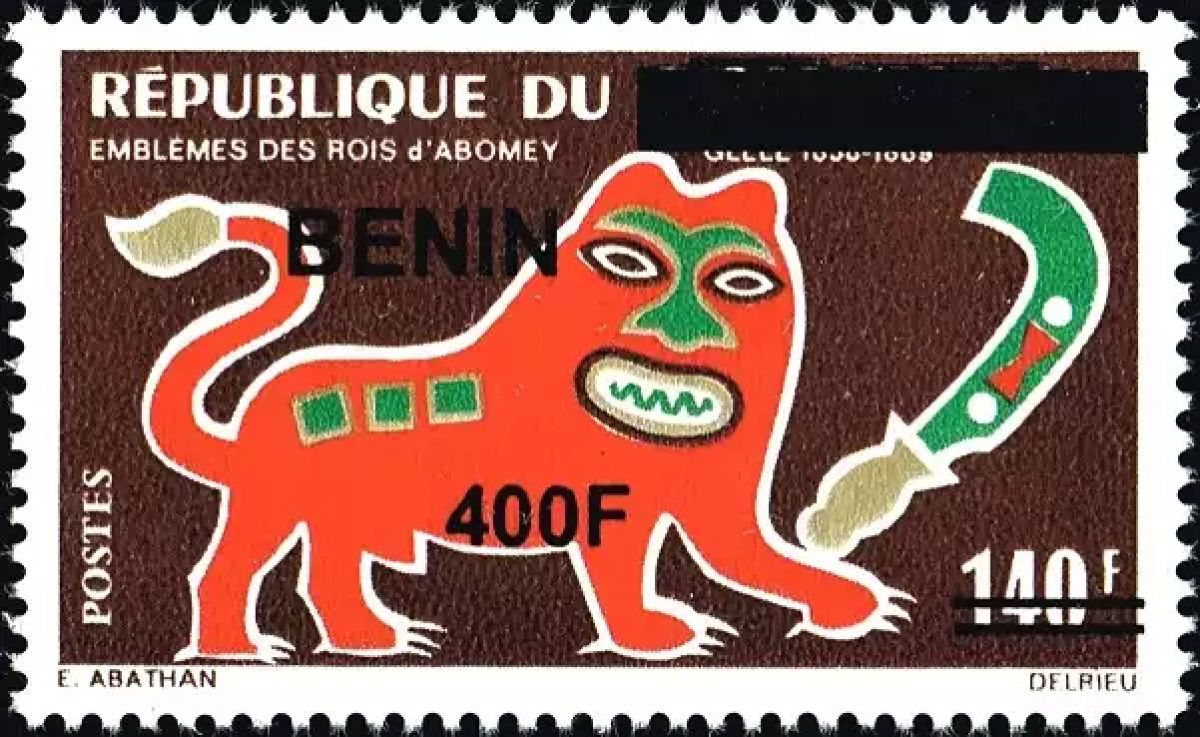 Bénin 2009 Mi. 1585 surchargé Emblèmes Rois Abomey Glélé lion