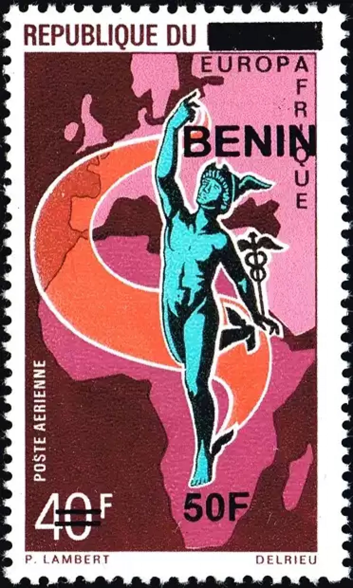 Bénin 2009 Mi. 1594 surchargé poste aérienne Europa Afrique Mercure Europafrique