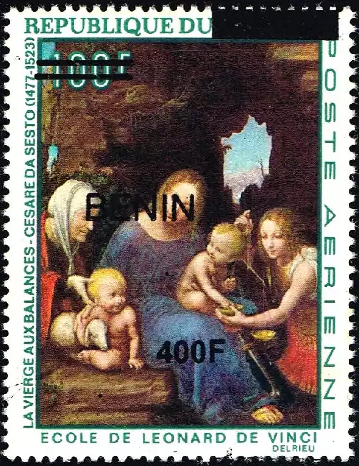 Bénin 2009 Mi. 1610 surchargé Vierge aux Balances Léonard de Vinci
