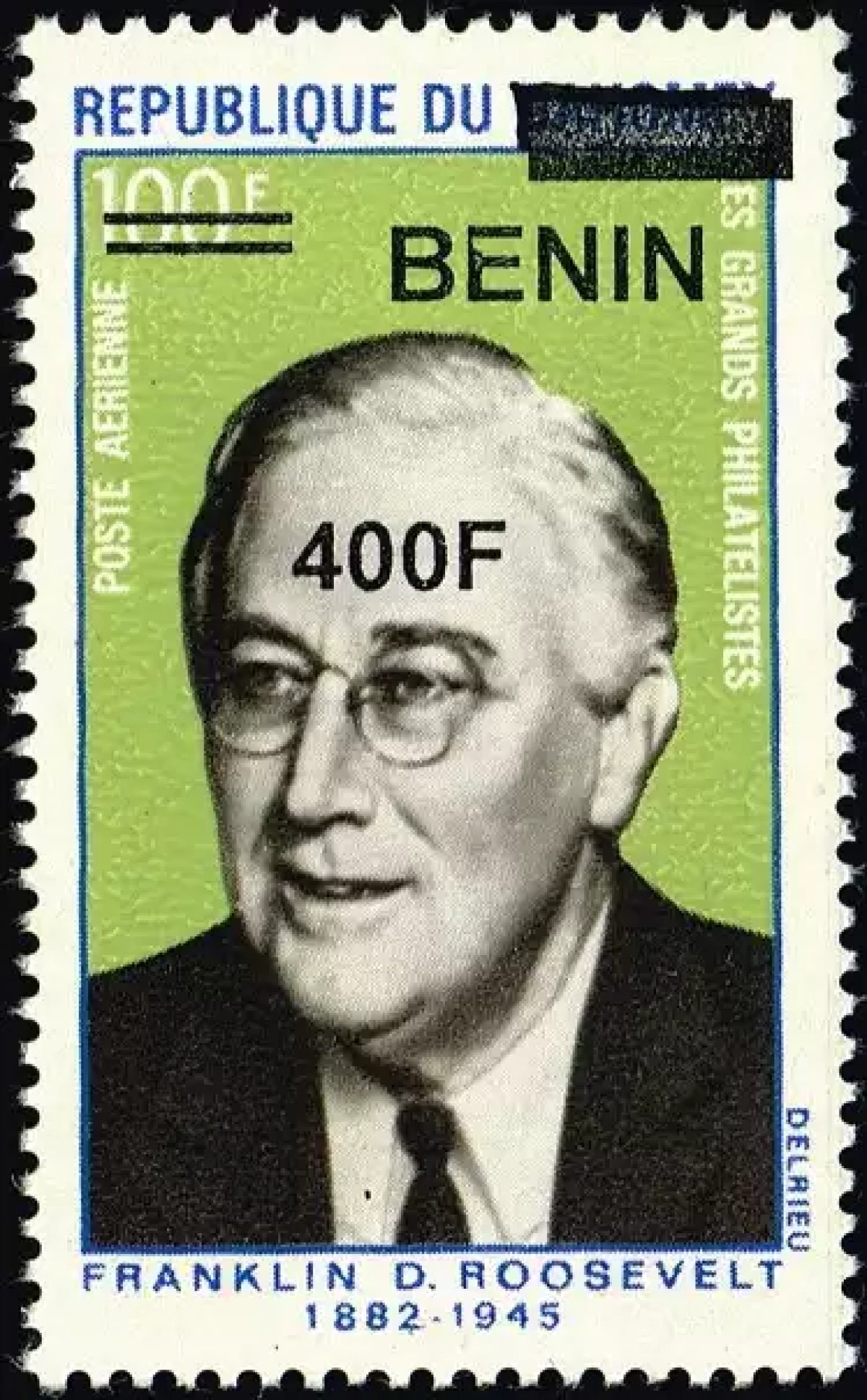Bénin 2009 Mi. 1611 surchargé Franklin Roosevelt philatélistes