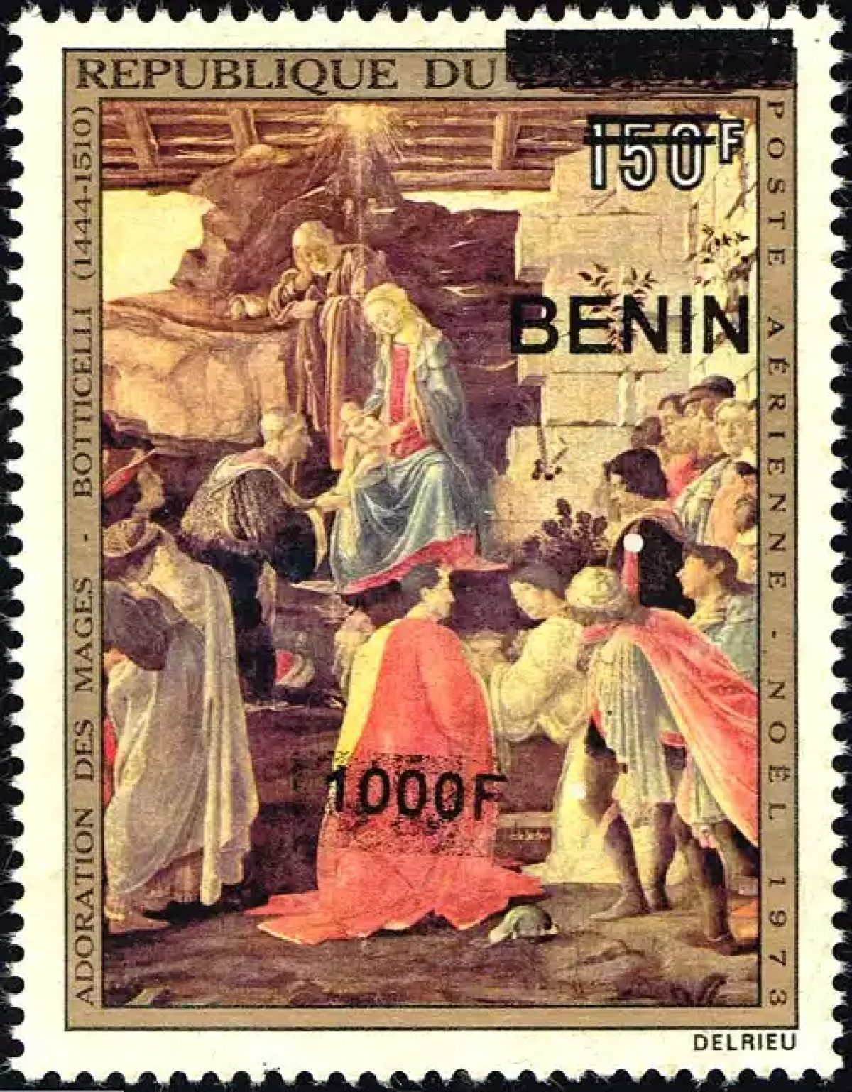Benin 2009 Mi. 1626 overprint Adoration Magi Botticelli Christmas painting