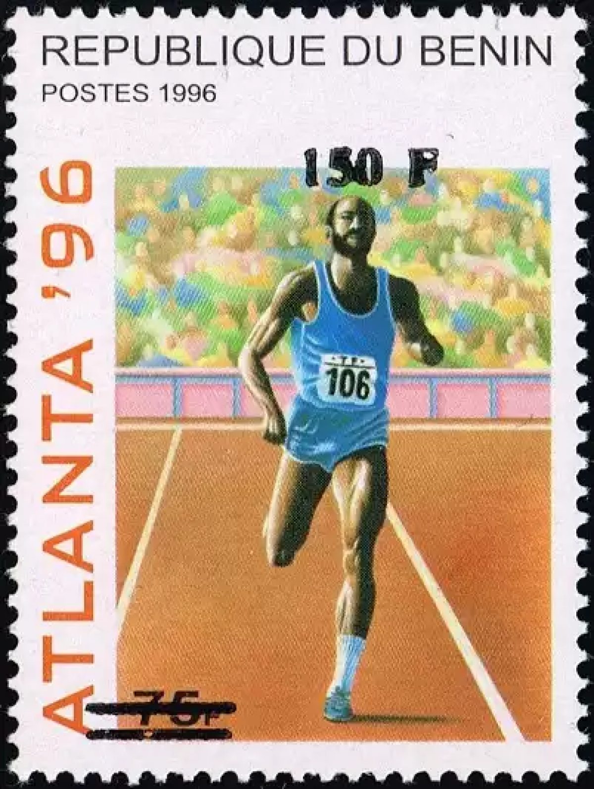 Bénin 2000 Mi. 1258 surchargé Jeux Olympiques Atlanta athlétisme