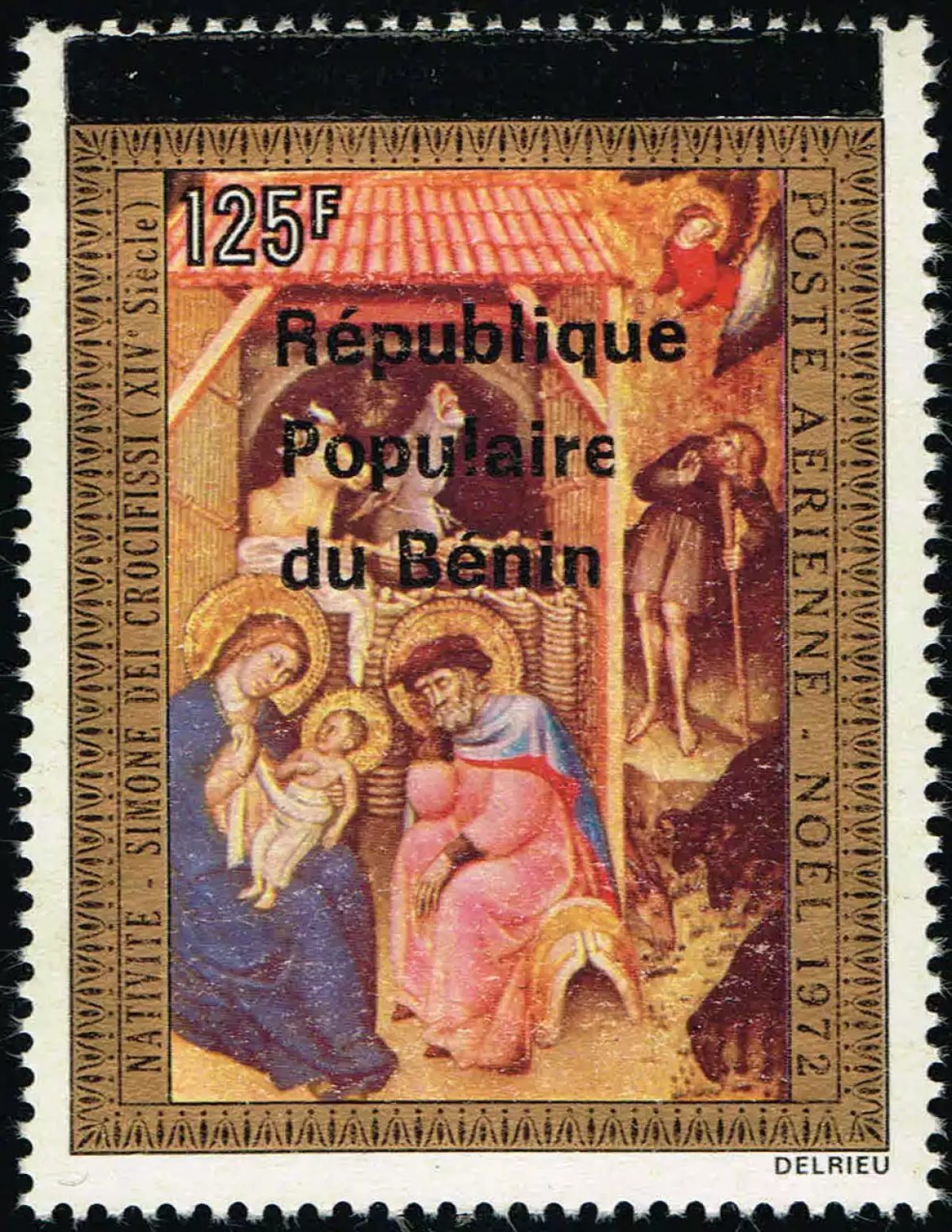 Bénin 1988 Mi. R473 surchargé Noël Nativité Simone dei Crocifissi