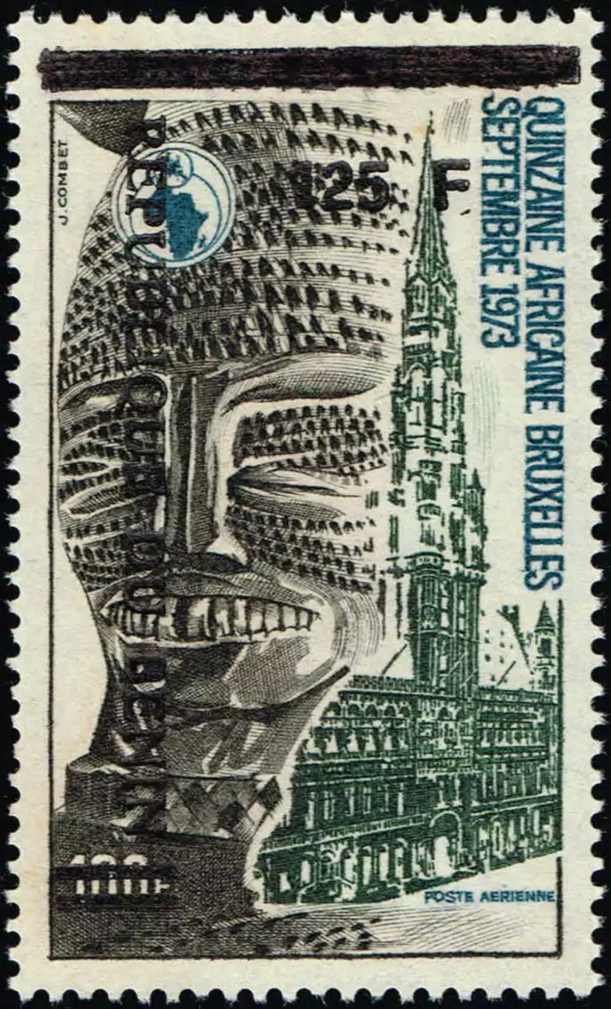Bénin 1992 Mi. 520 surchargé Quinzaine africaine Bruxelles masque