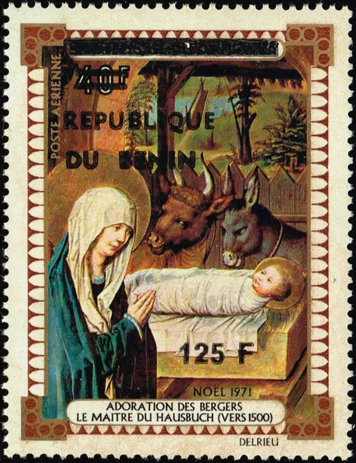 Bénin 1992 Mi. 531 surchargé Noël Adoration bergers Hausbuch Nativité