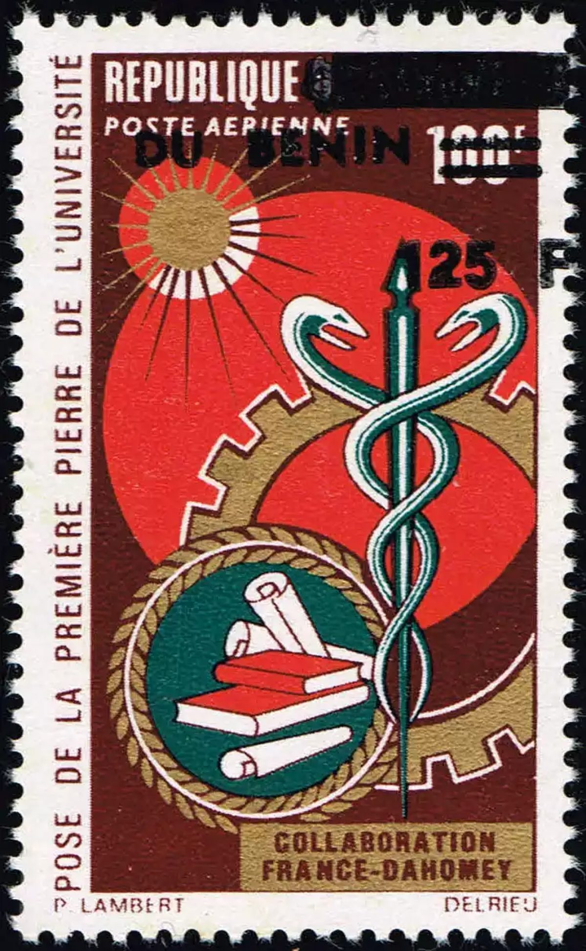 Benin 1992 Mi. 532 Aufdruck Universität Caduceus Medizin Dahomey