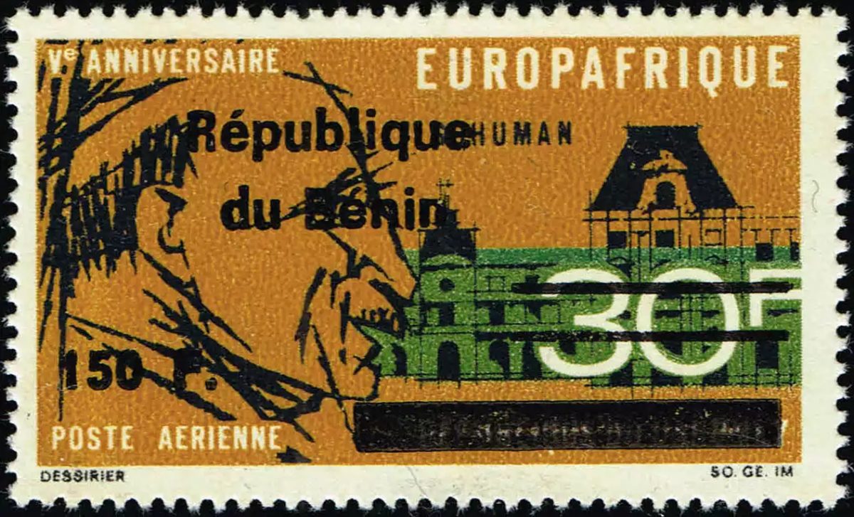 Bénin 1996 Mi. 732 surchargé Europafrique poste aérienne Dahomey