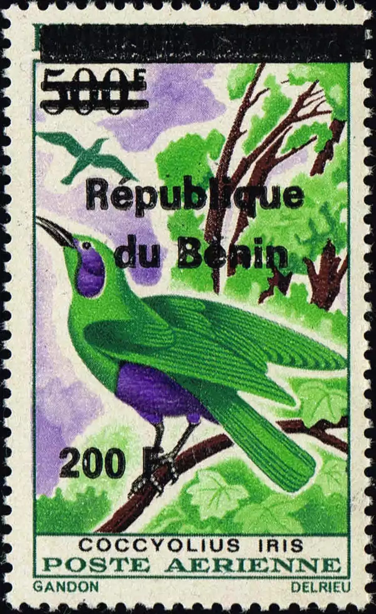 Bénin 1996 Mi. 880 surchargé Coccyolius Iris oiseau poste aérienne