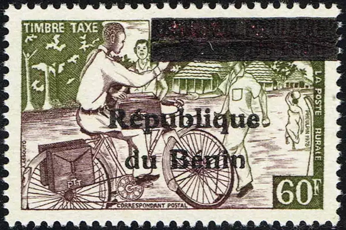 Bénin 1990 Mi. 15 Portomarke surchargé taxe poste rurale vélo facteur