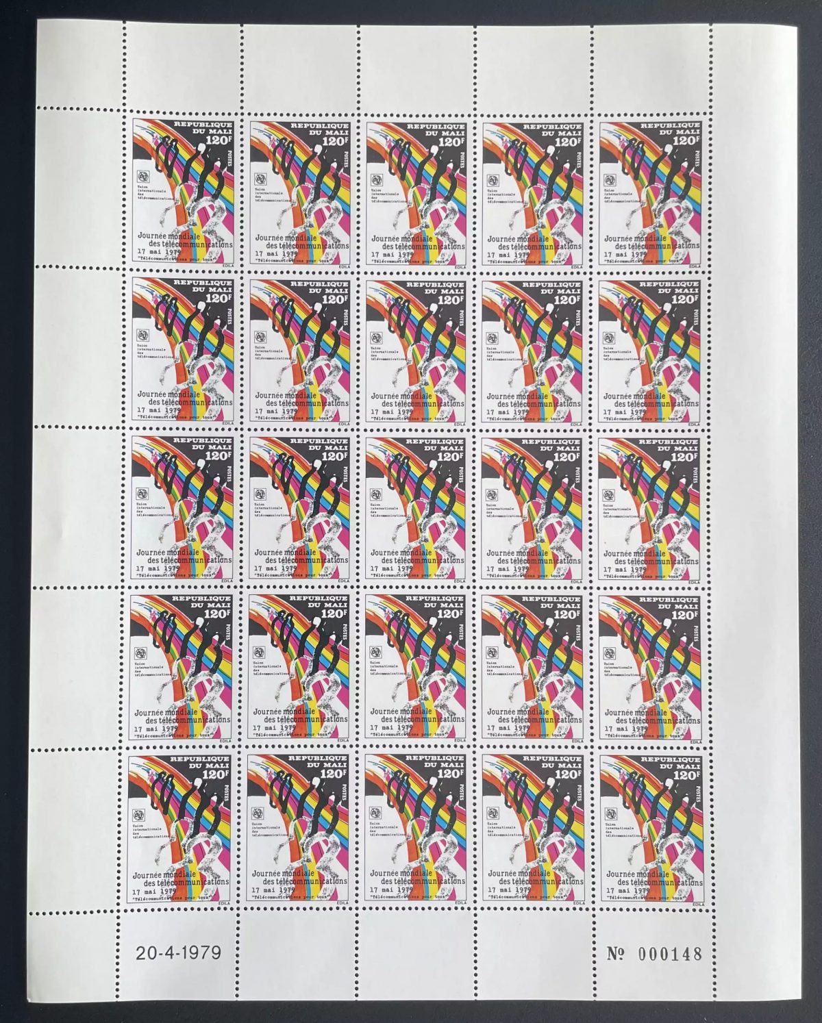 Mali 1979 YT 337 planche Journée mondiale télécommunications UIT