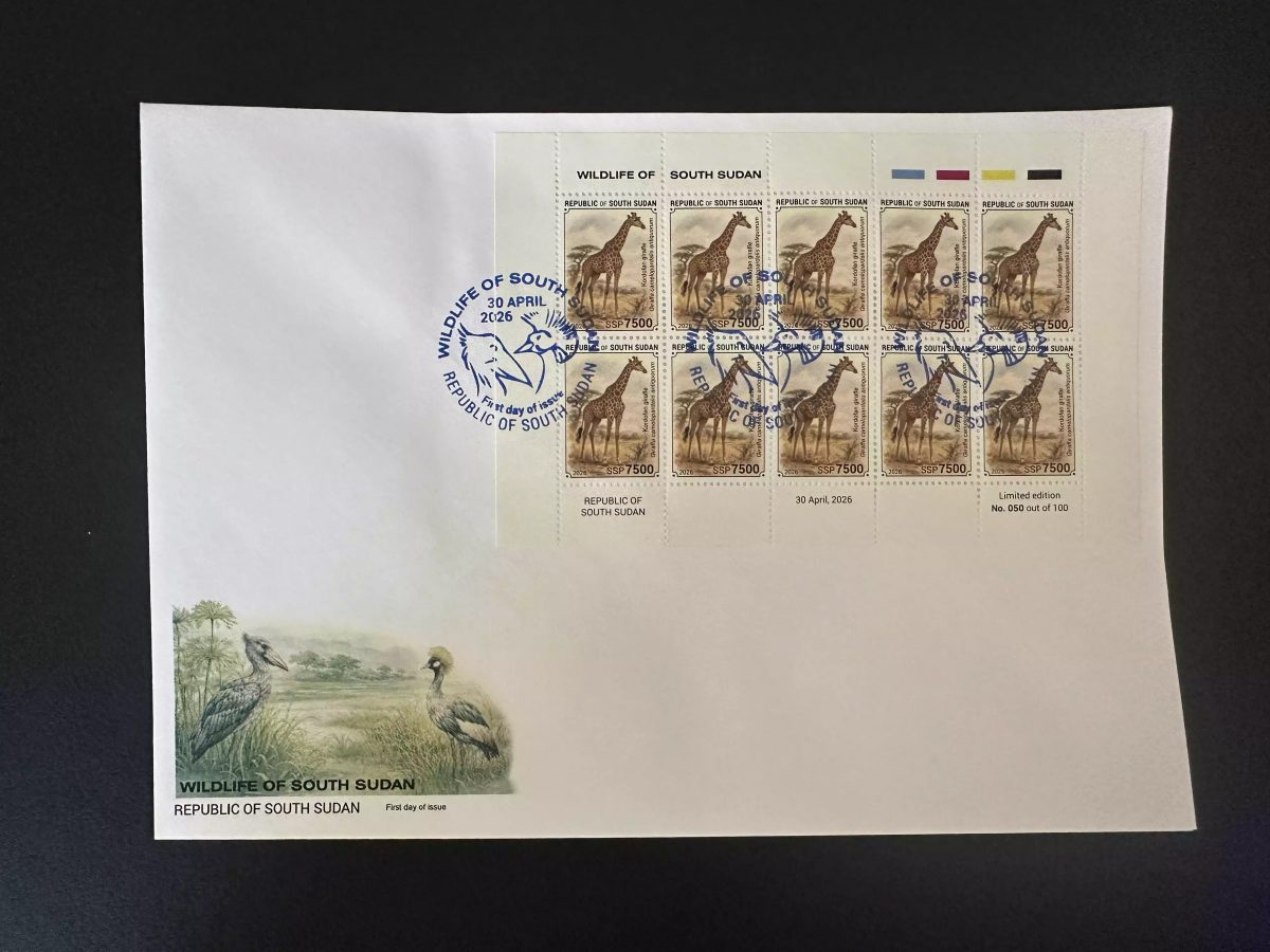 Südsudan 2026 M/S FDC Kordofan-Giraffe Wildtiere Afrika