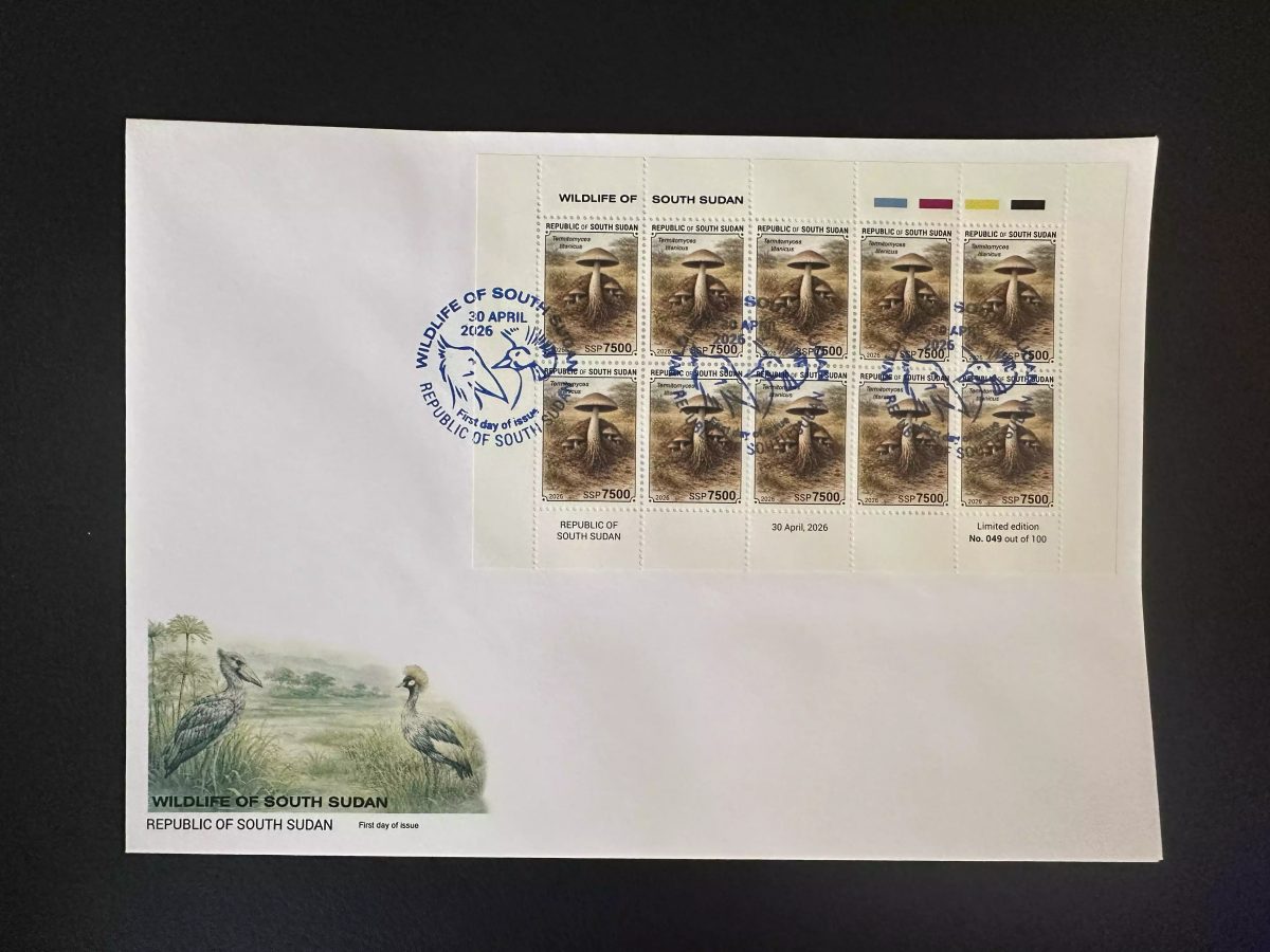 Sud-Soudan 2026 M/S FDC ND champignons Termitomyces titanicus faune sauvage
