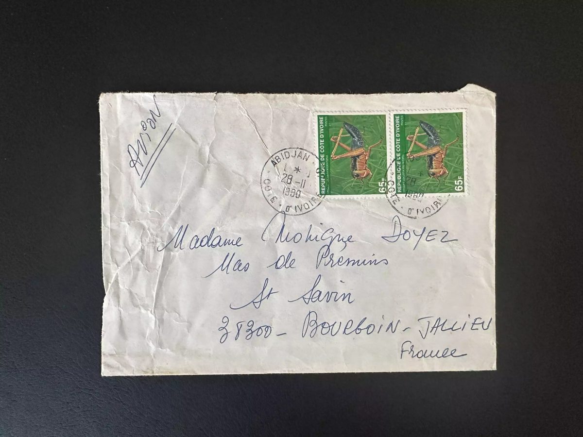 Elfenbeinküste 1980 Mi. 658 Brief Luftpost Insekten Abidjan