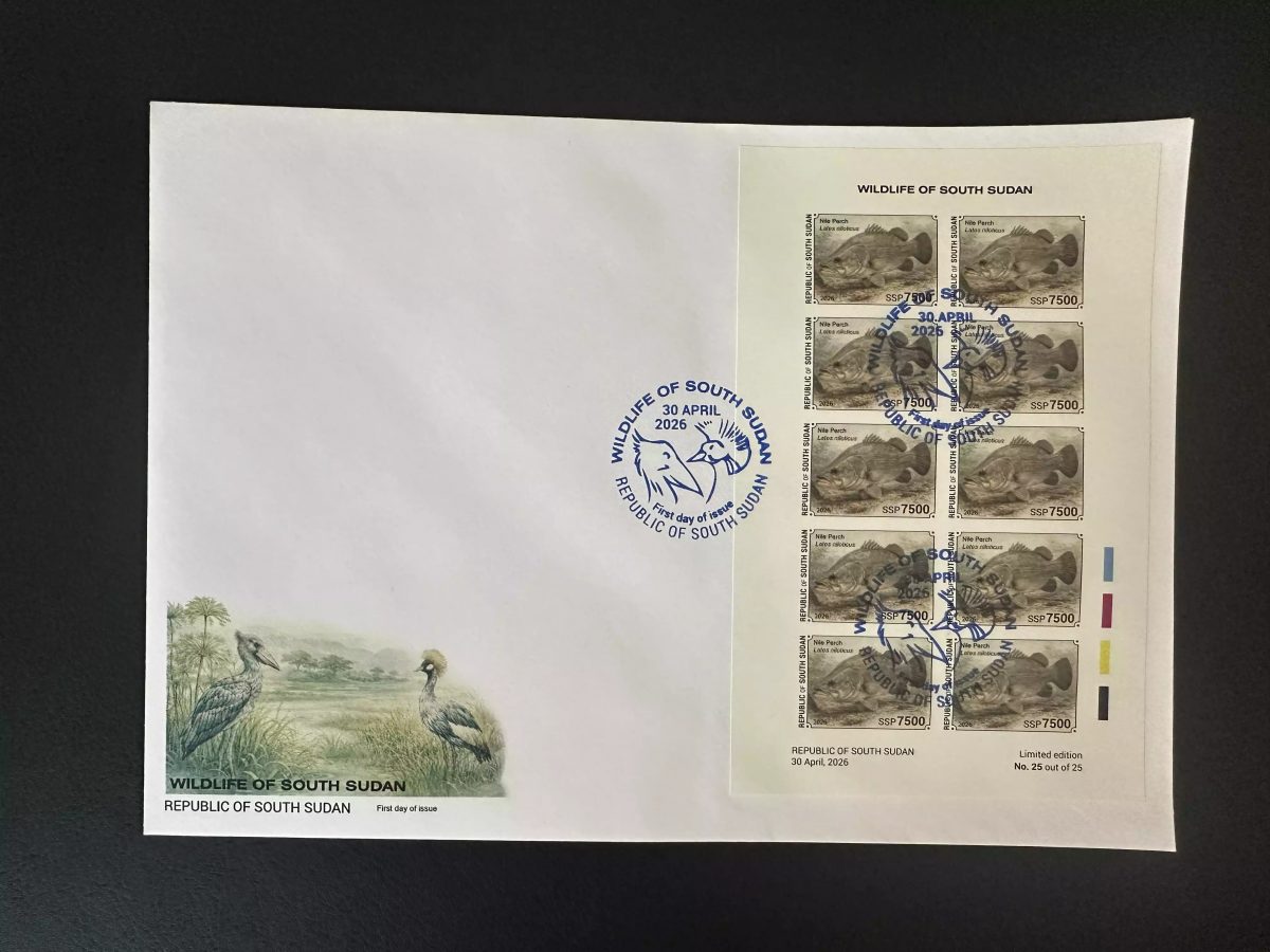 Südsudan 2026 M/S FDC ND Nilbarsch Lates niloticus Fauna Fisch