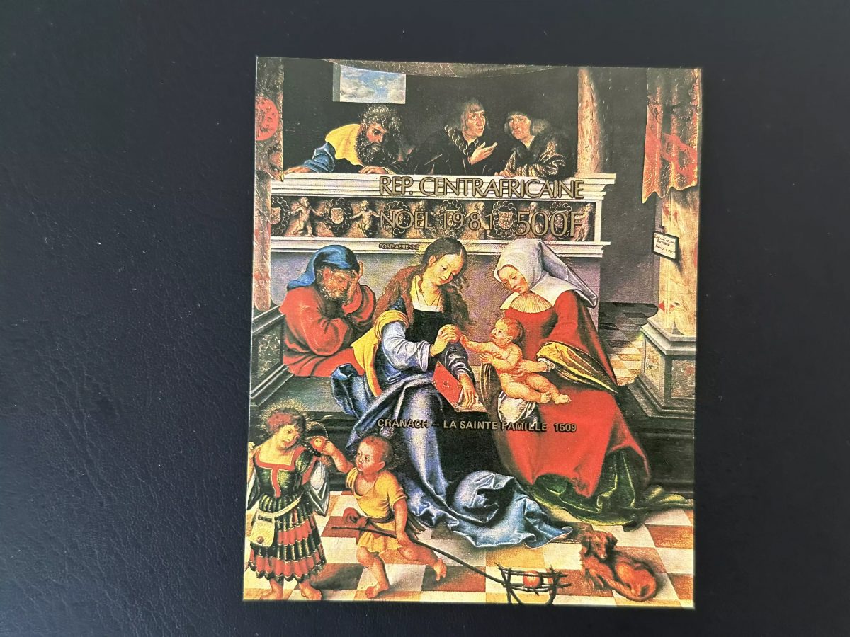 Centrafricaine 1981 Mi. Bl. 154B ND Noël Cranach Sainte Famille peinture