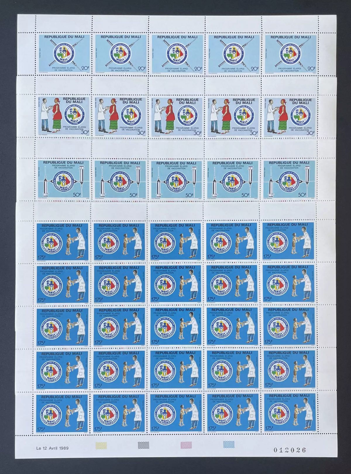 Mali 1989 YT 555-558 sheet expanded vaccination program EPI health