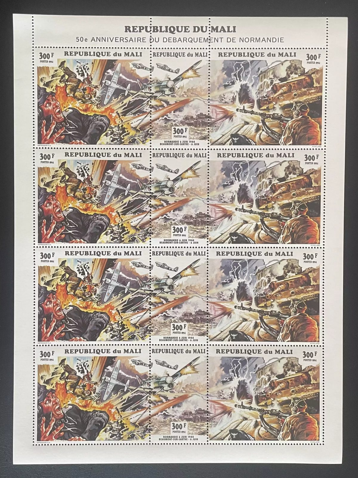 Mali 1994 YT 665-667 sheet D-Day Normandy planes tanks