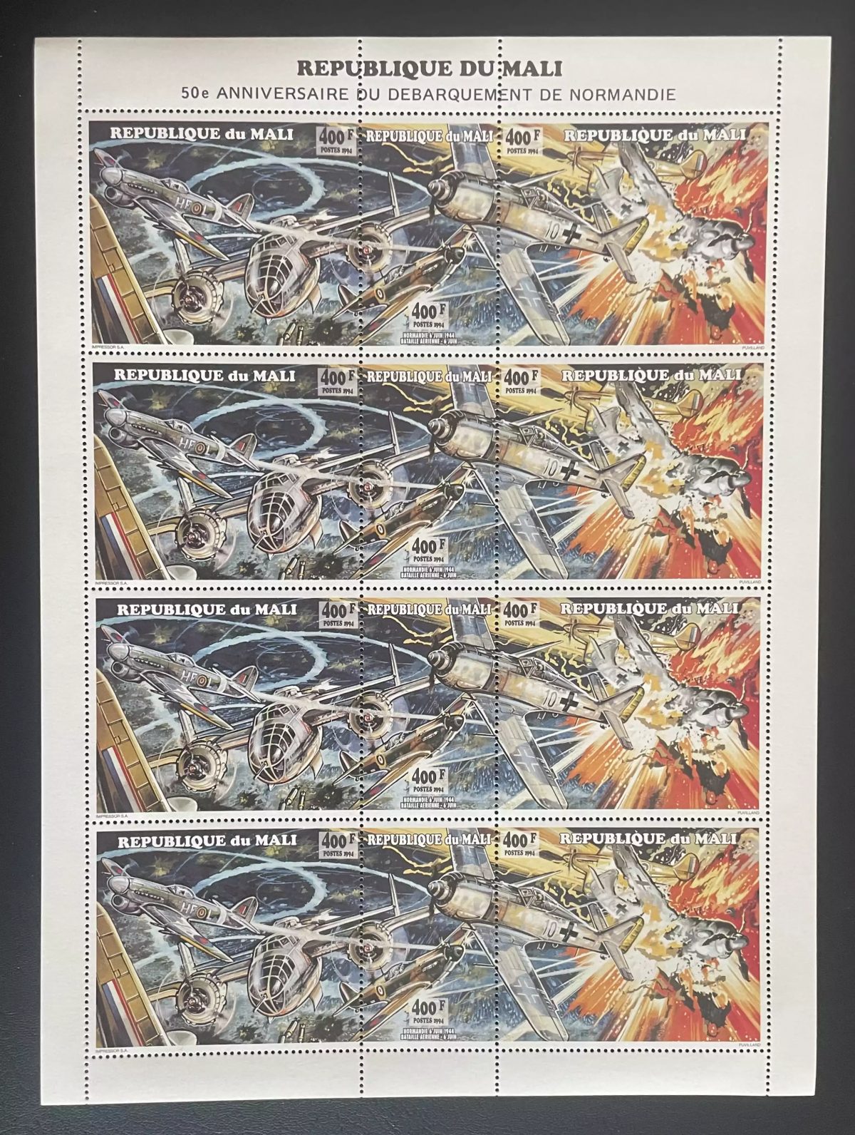 Mali 1994 YT 671-673 sheet D-Day Normandy Landing WWII planes