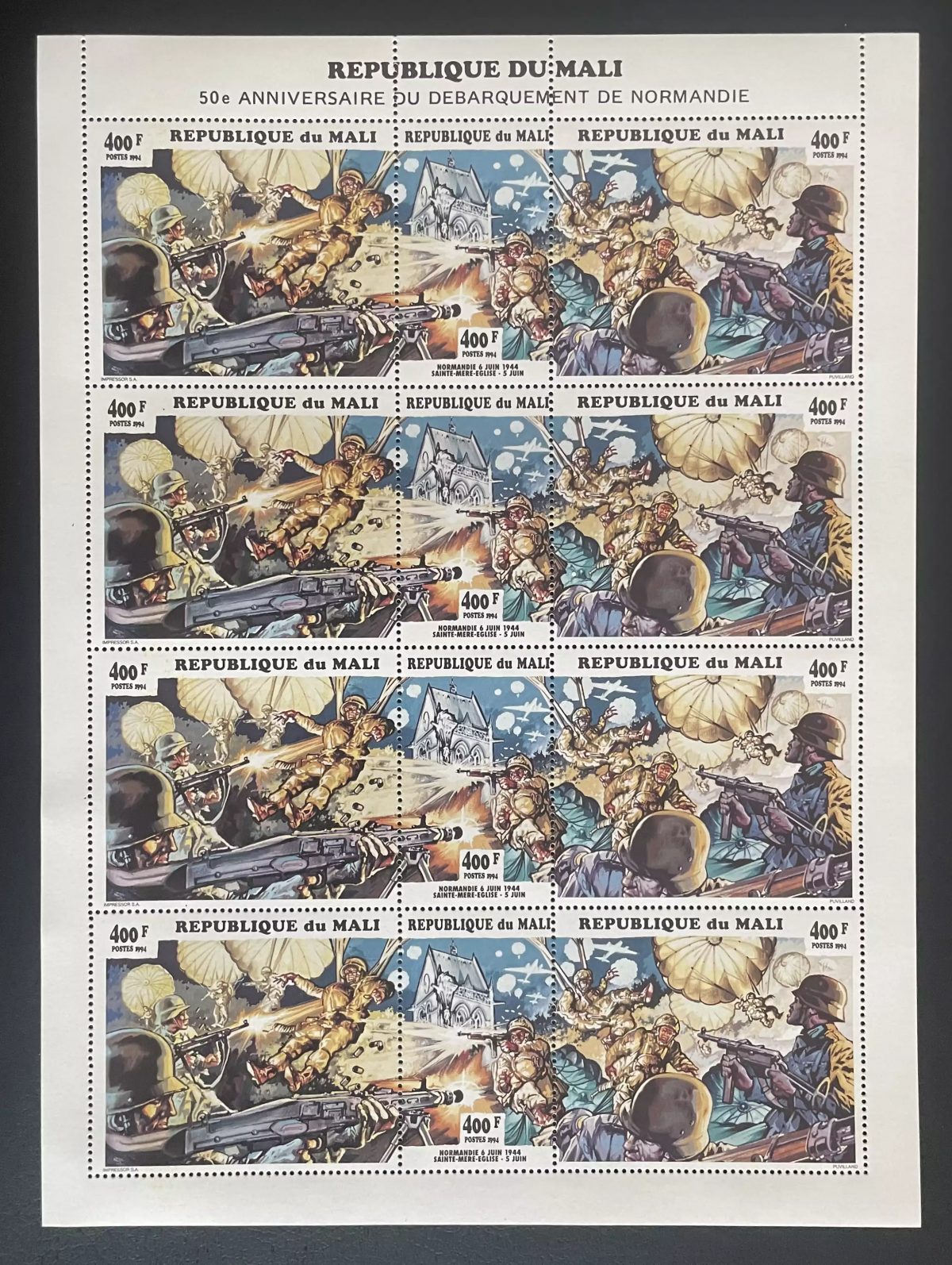 Mali 1994 YT 674-676 planche Débarquement Normandie D-Day WWII