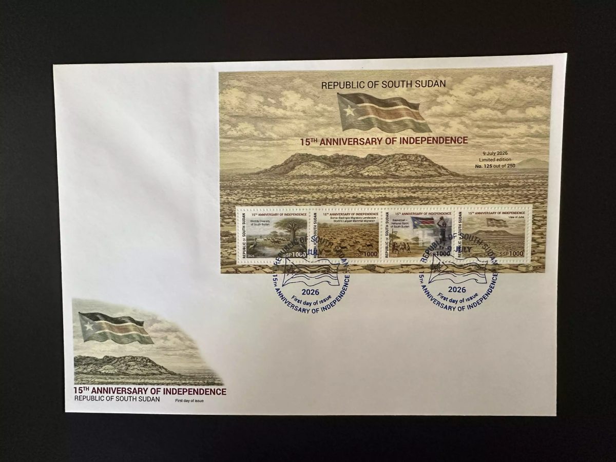 Südsudan 2026 Bl. S/S FDC Unabhängigkeit Flagge Fauna Migration Landschaft
