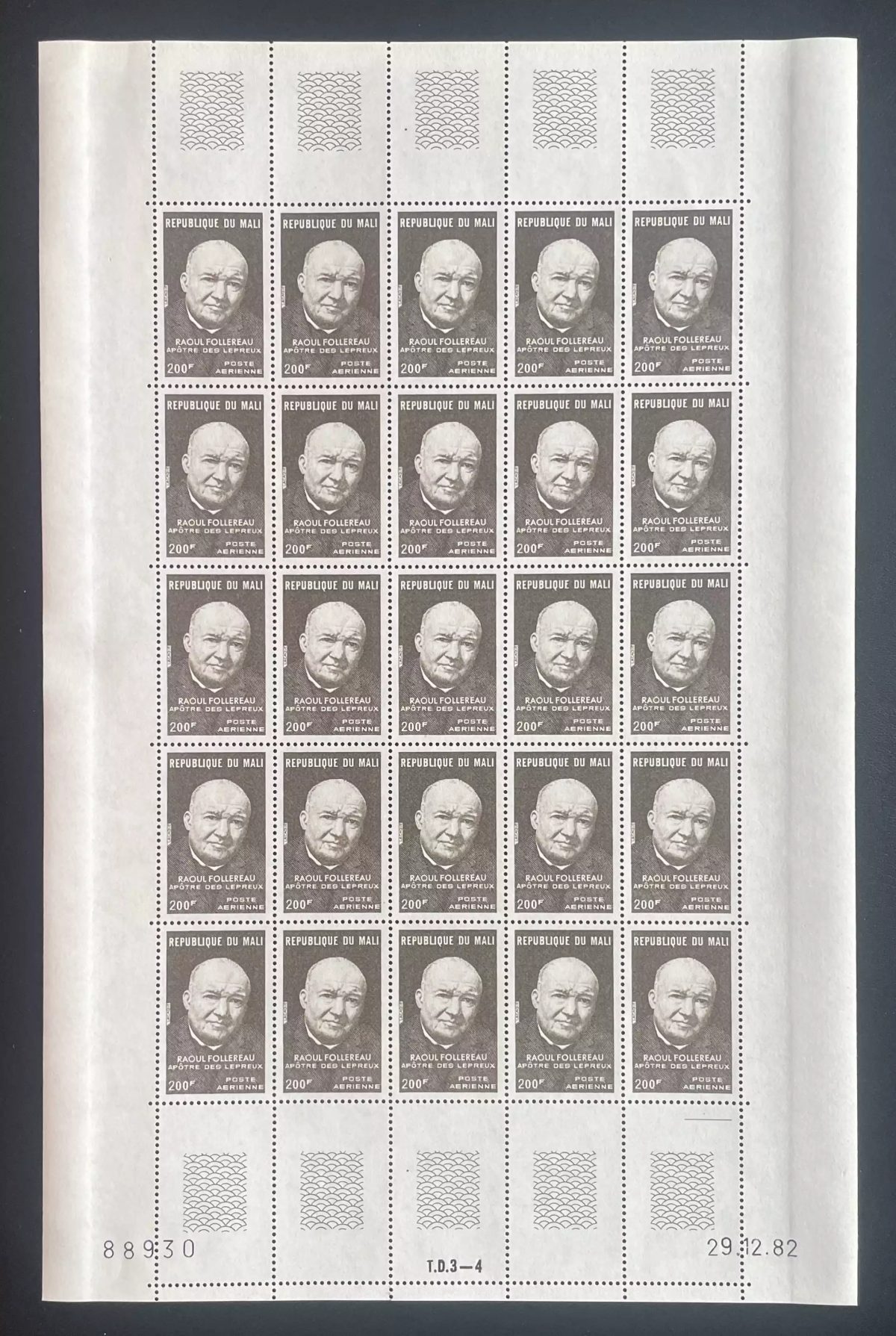 Mali 1983 YT PA 461 Bogen Raoul Follereau Apostel Leprakranke Luftpost