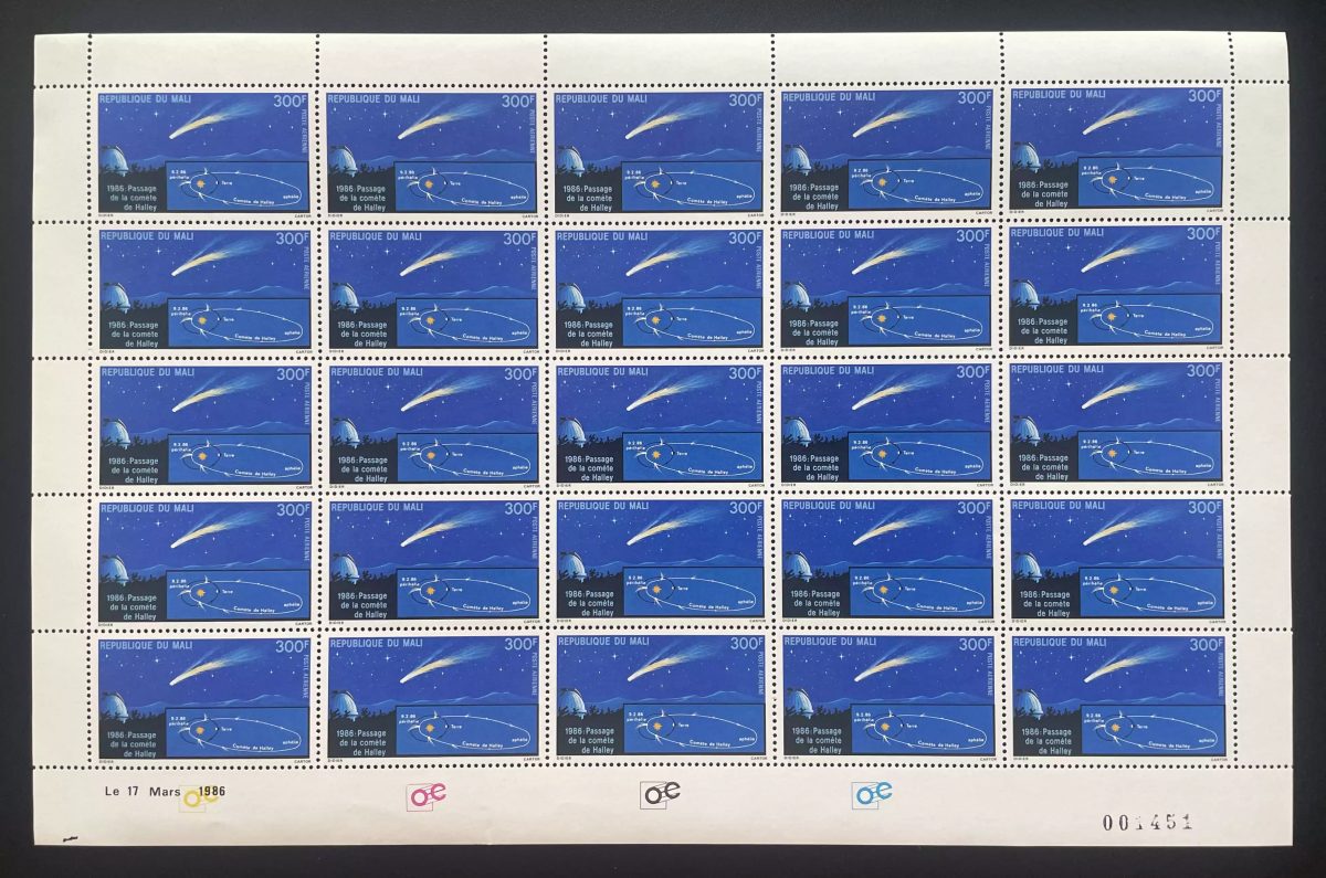 Mali 1986 YT PA 510 planche comète Halley espace astronomie orbite
