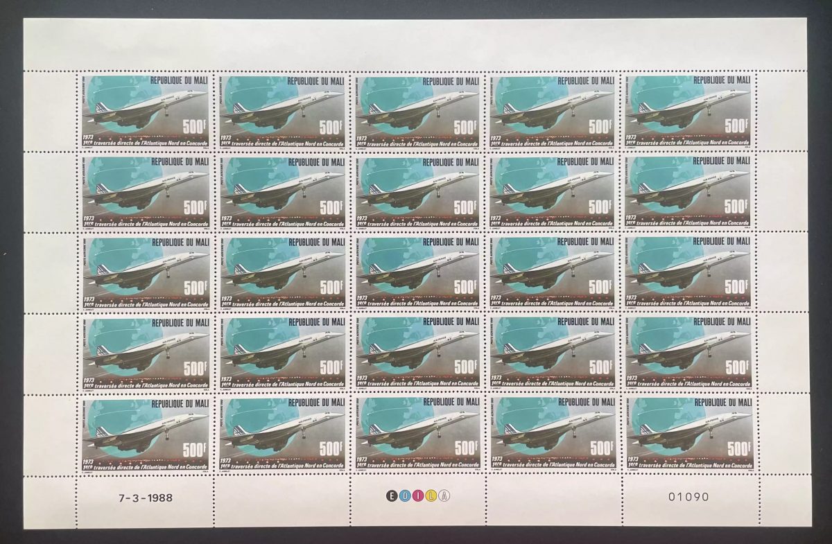 Mali 1988 YT PA 534 sheet Concorde Air France Atlantic Crossing