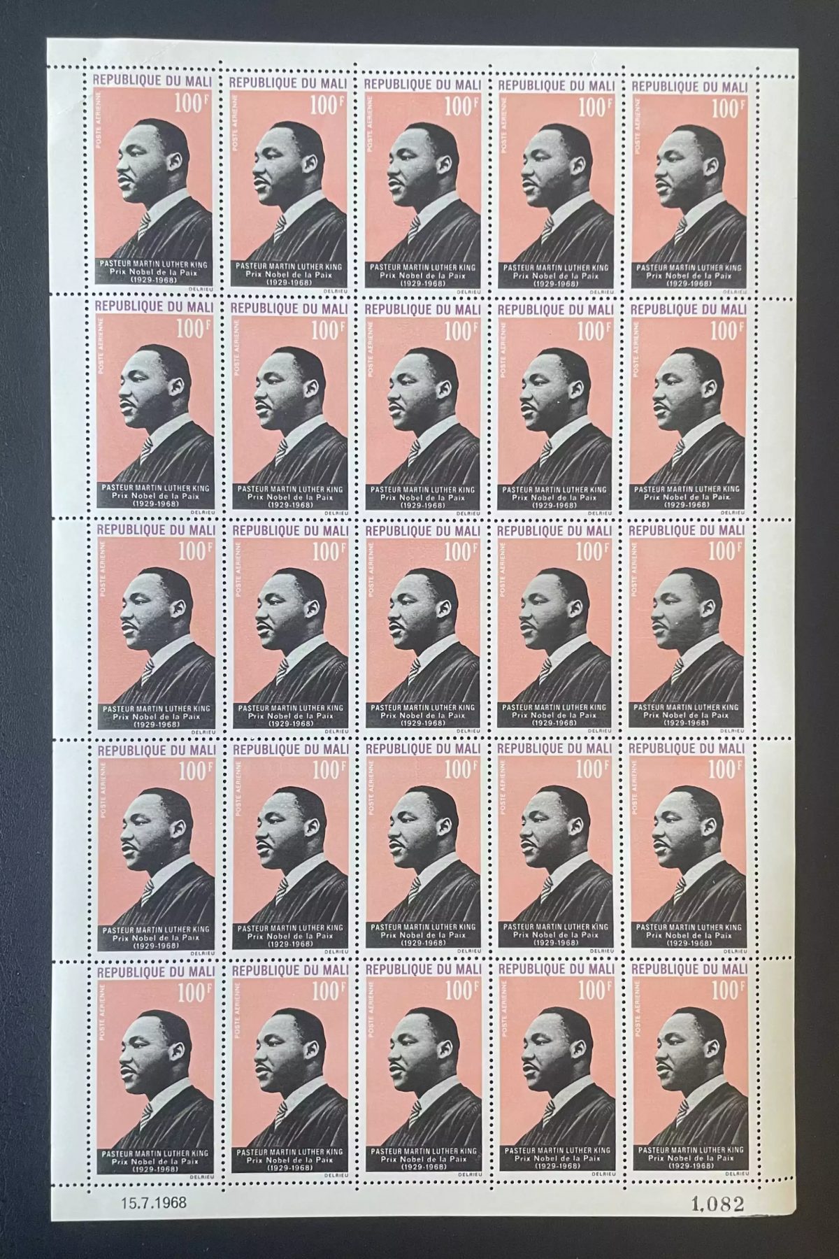 Mali 1968 YT PA 59 planche Martin Luther King Prix Nobel Paix