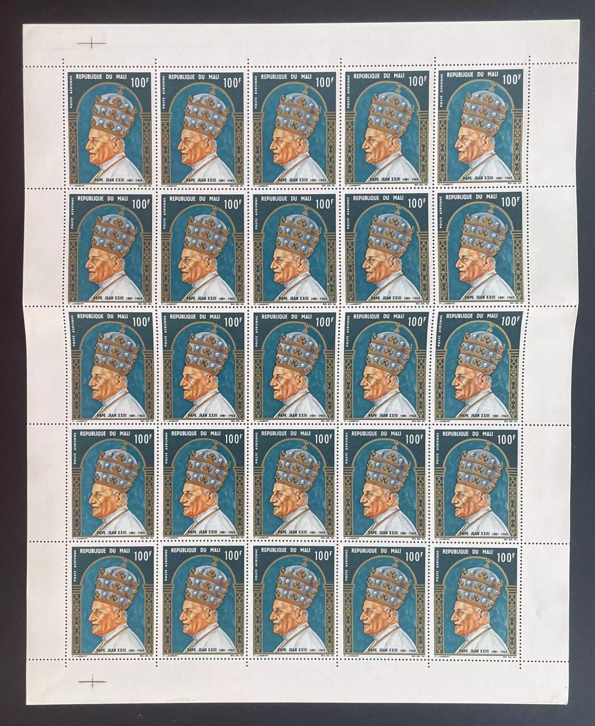 Mali 1965 YT PA 30 planche Pape Jean XXIII poste aérienne religion