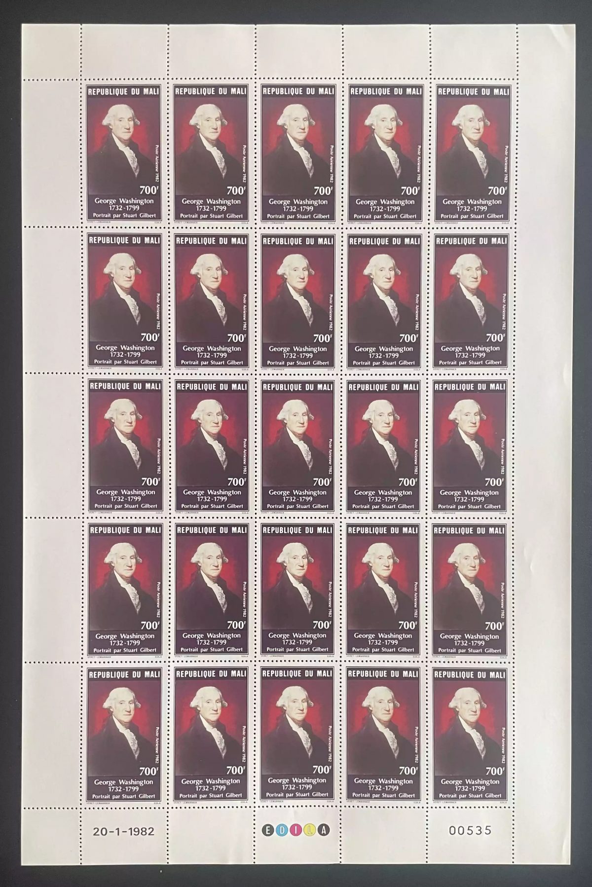 Mali 1982 YT PA 438 sheet George Washington US President portrait