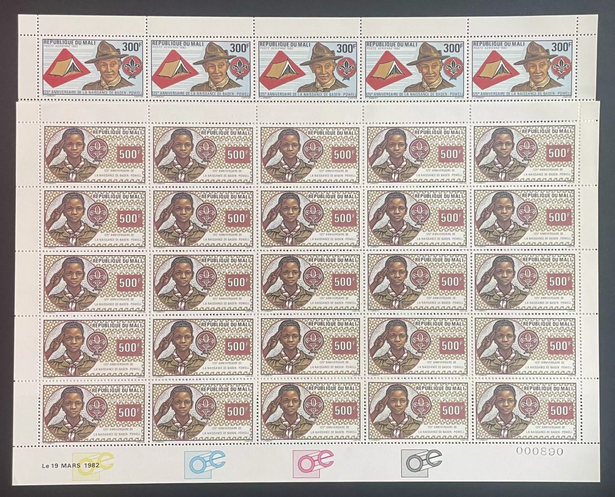 Mali 1982 YT PA 445-446 planche scoutisme Baden-Powell anniversaire