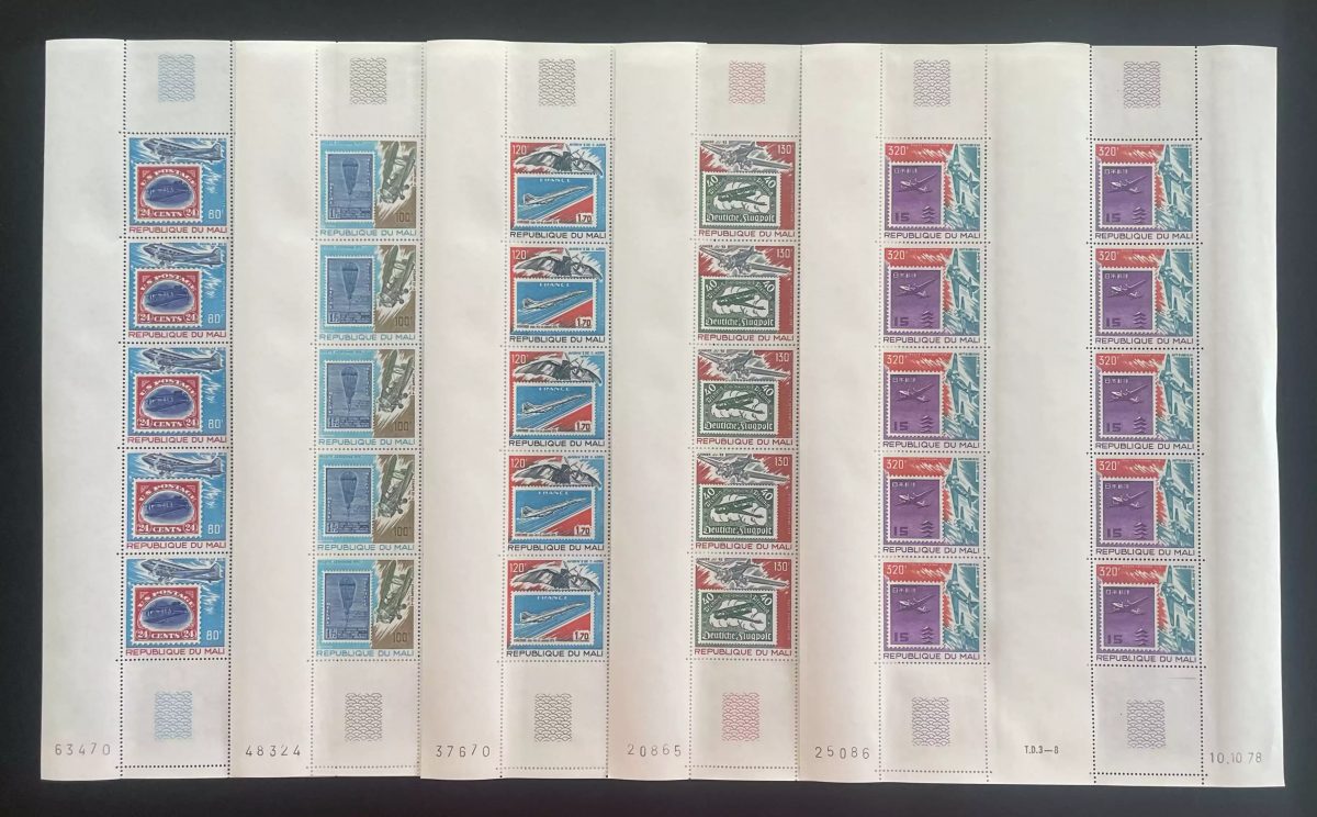 Mali 1978 YT PA 341-345 sheet aviation Concorde Zeppelin airship