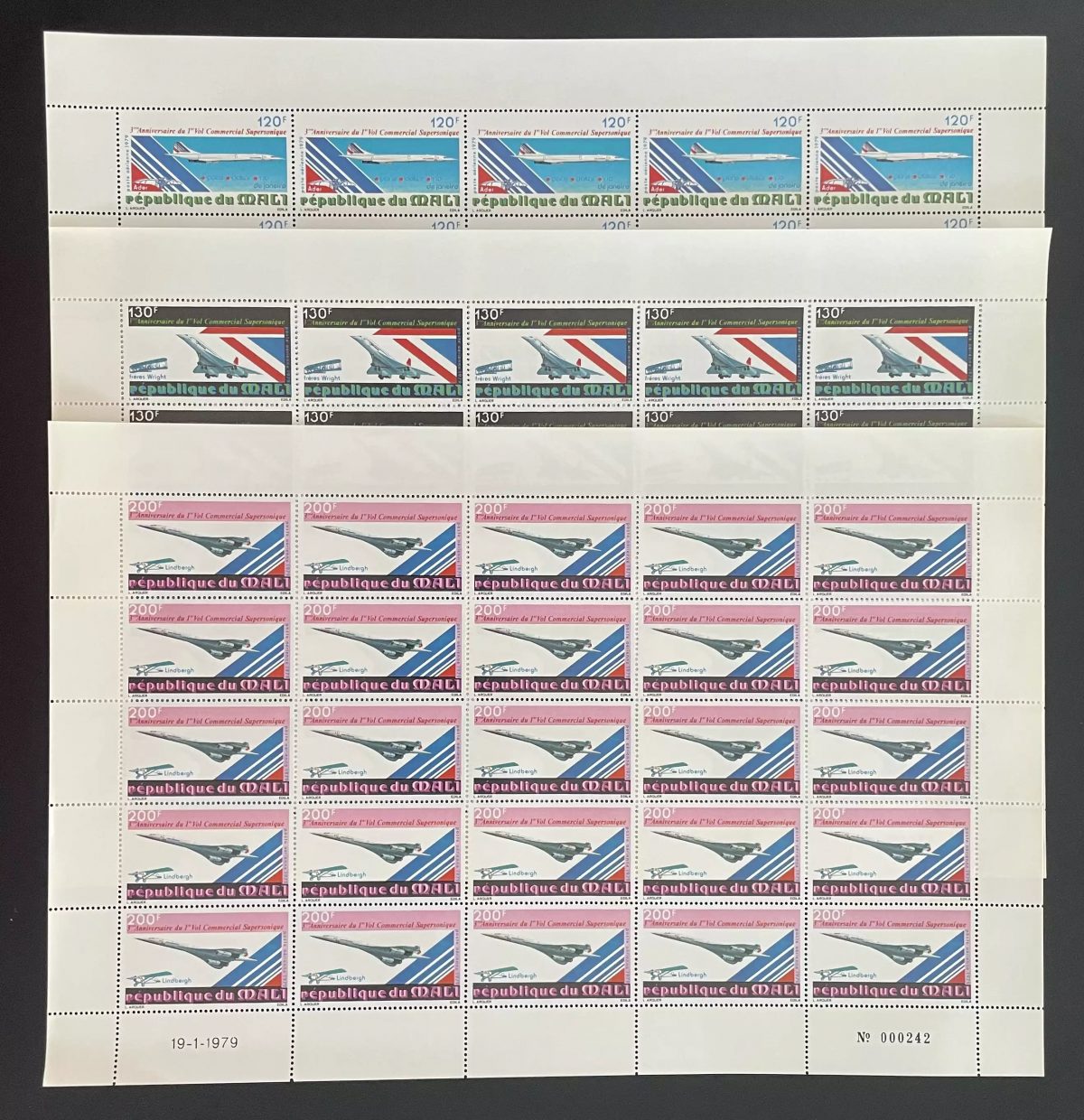 Mali 1979 YT PA 351-353 sheet Concorde supersonic flight aviation