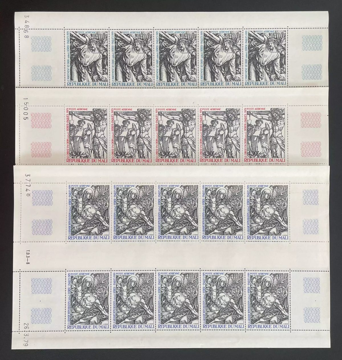 Mali 1979 YT PA 357-359 sheet Easter Gustave Doré painting religion