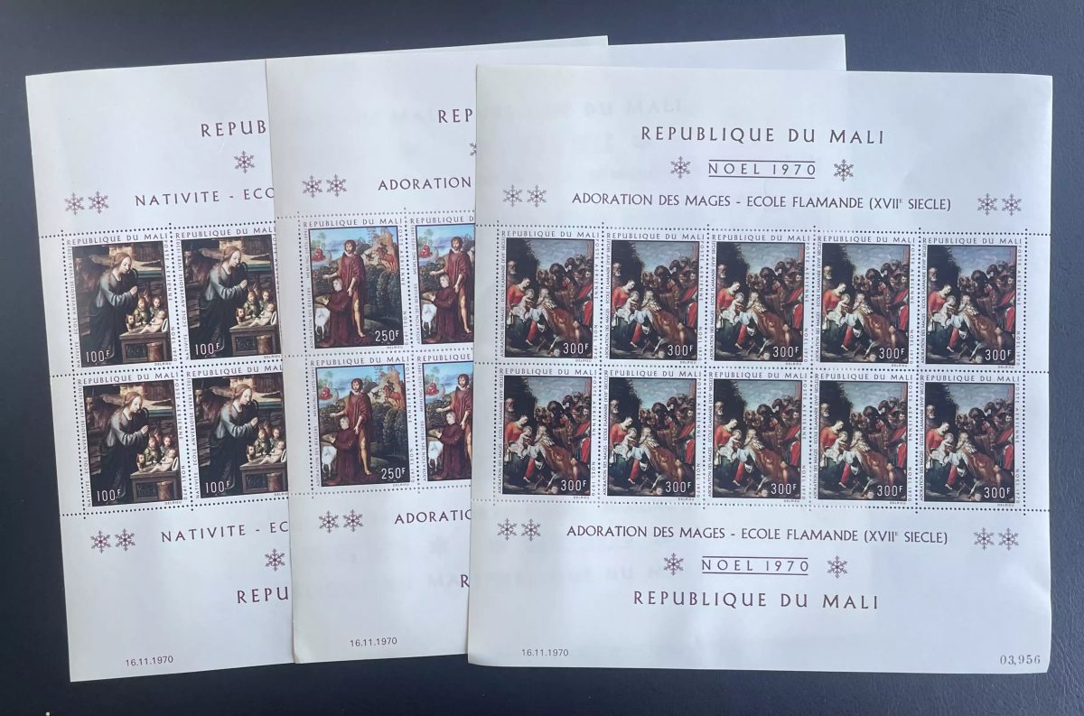 Mali 1970 YT PA 110-112 sheet Christmas Nativity Adoration Magi painting
