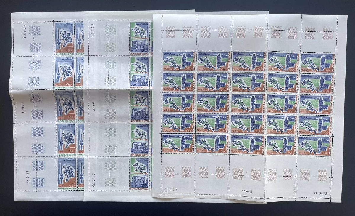 Mali 1972 YT PA 148-150 planche Jeux Olympiques Munich football