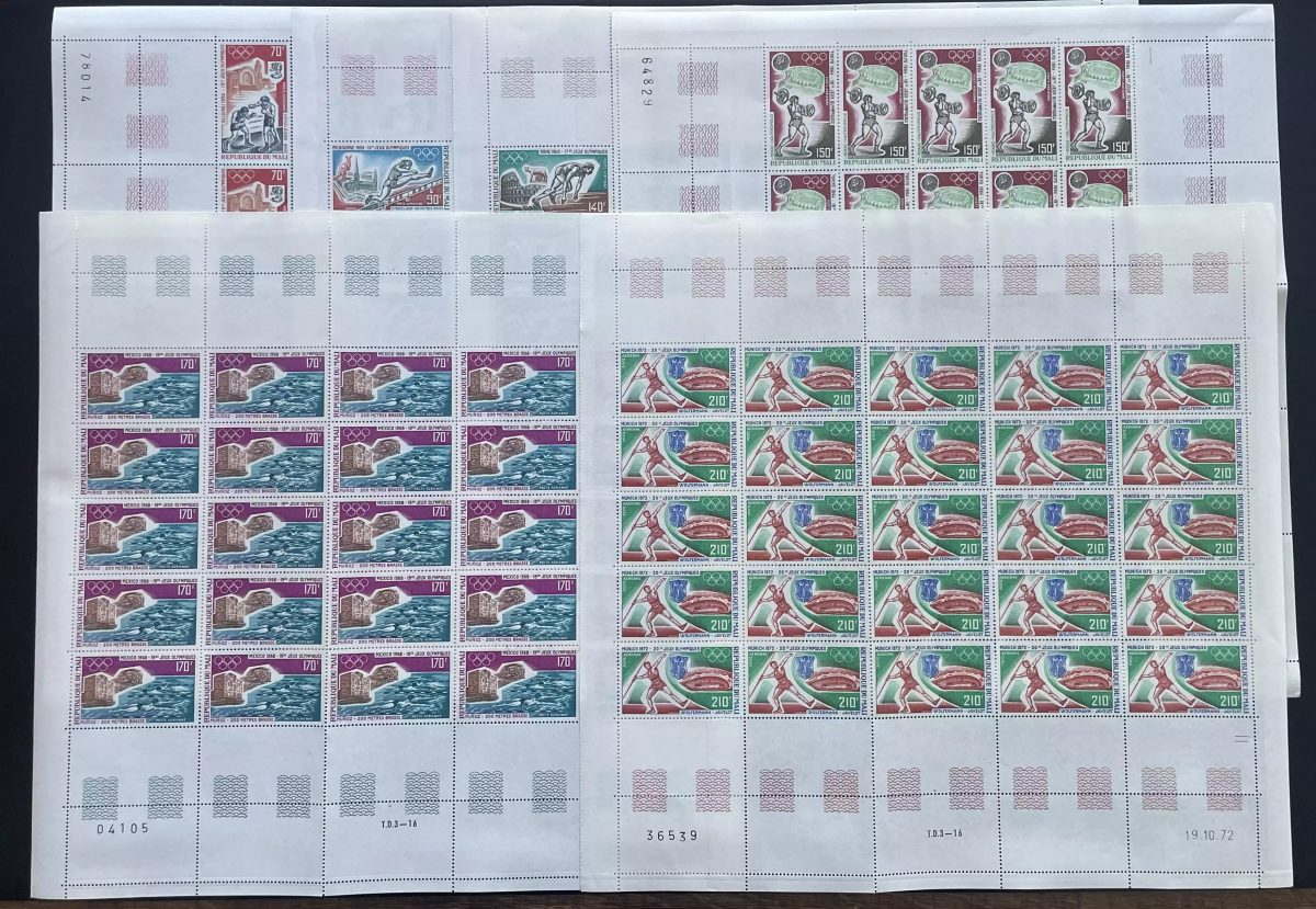 Mali 1972 YT PA 159-164 planche Jeux Olympiques Munich Mexico sport