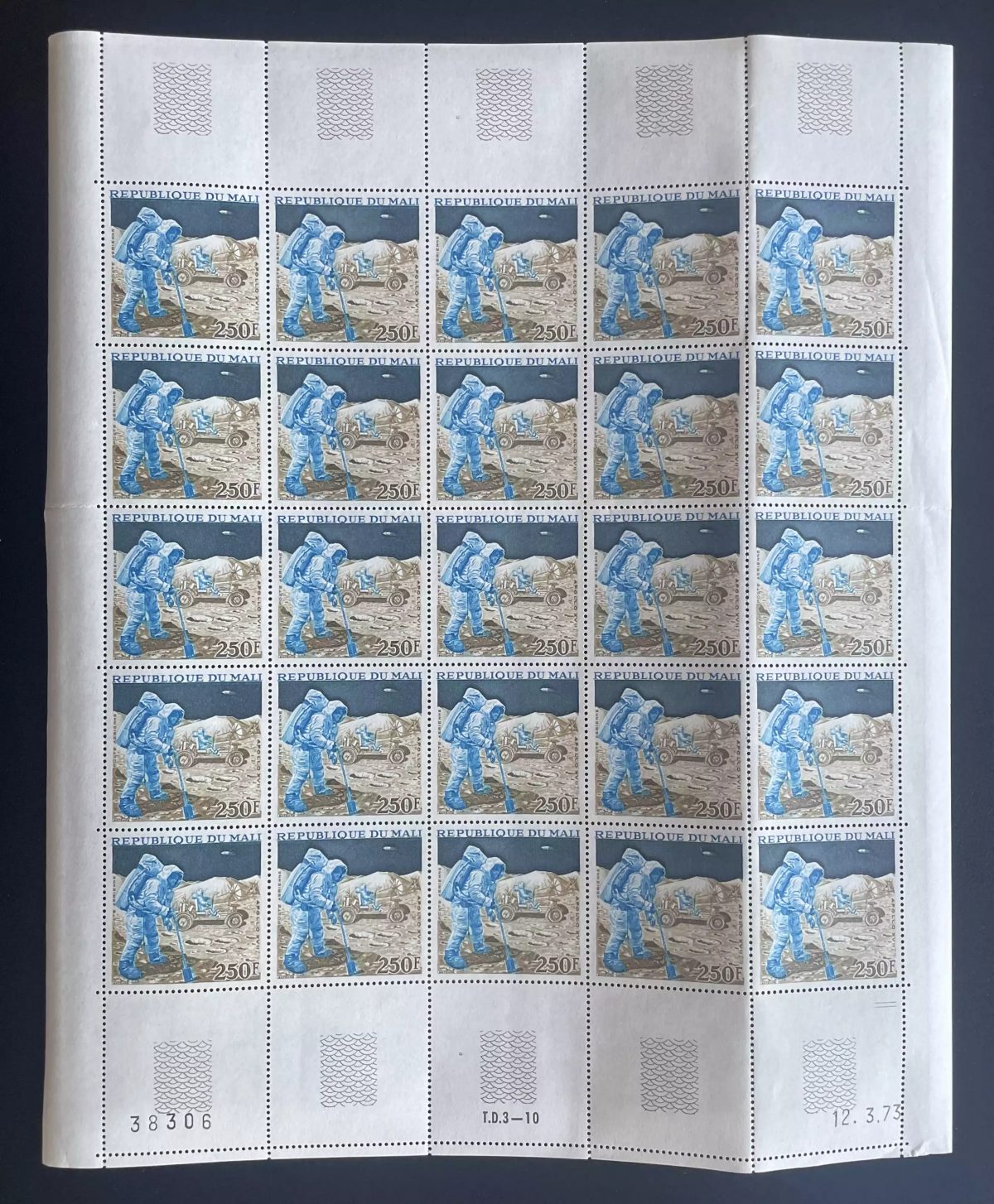 Mali 1973 YT PA 176 planche astronaute Lune exploration spatiale Apollo