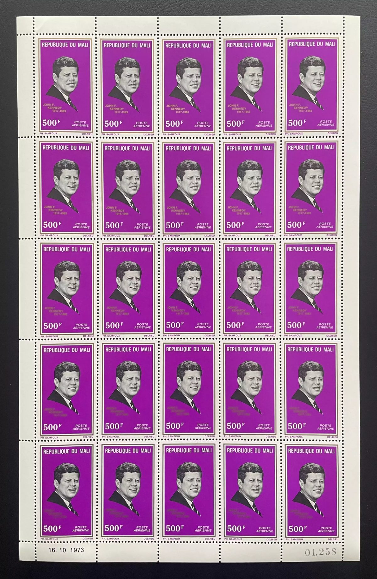 Mali 1973 YT PA 203 planche John F. Kennedy président poste aérienne